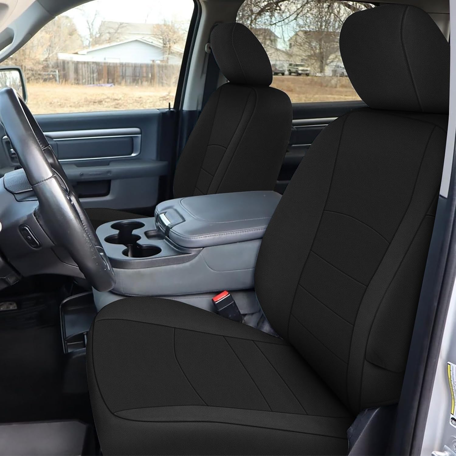 Covelta Front & Rear Seat Cover for 2009–2021 Dodge Ram 1500 2500 3500 Crew Cab (Black)