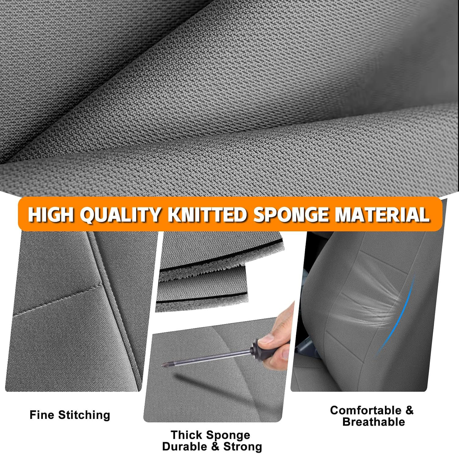 Covelta Front & Rear Seat Cover for 2009–2021 Dodge Ram 1500 2500 3500 Crew Cab (Gray)