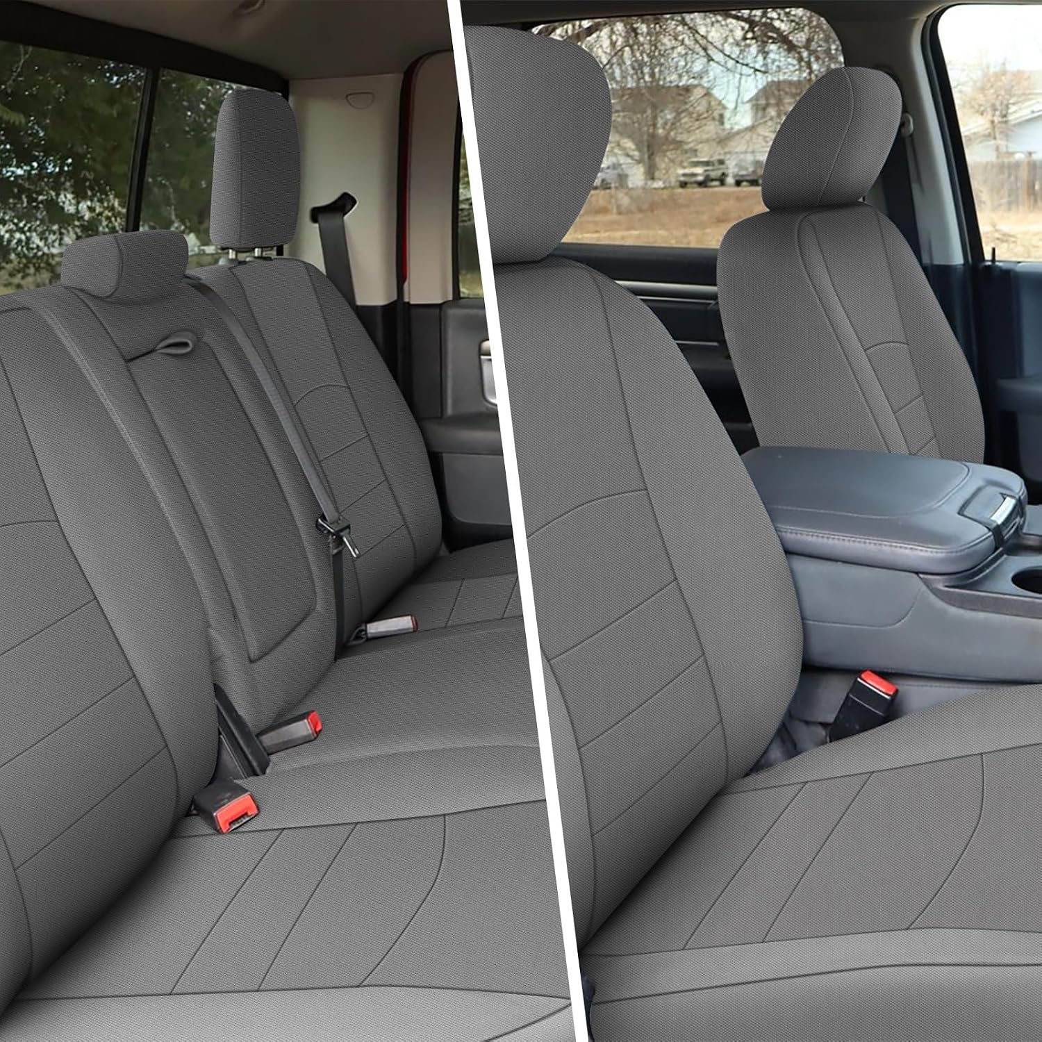 Covelta Front & Rear Seat Cover for 2009–2021 Dodge Ram 1500 2500 3500 Crew Cab (Gray)