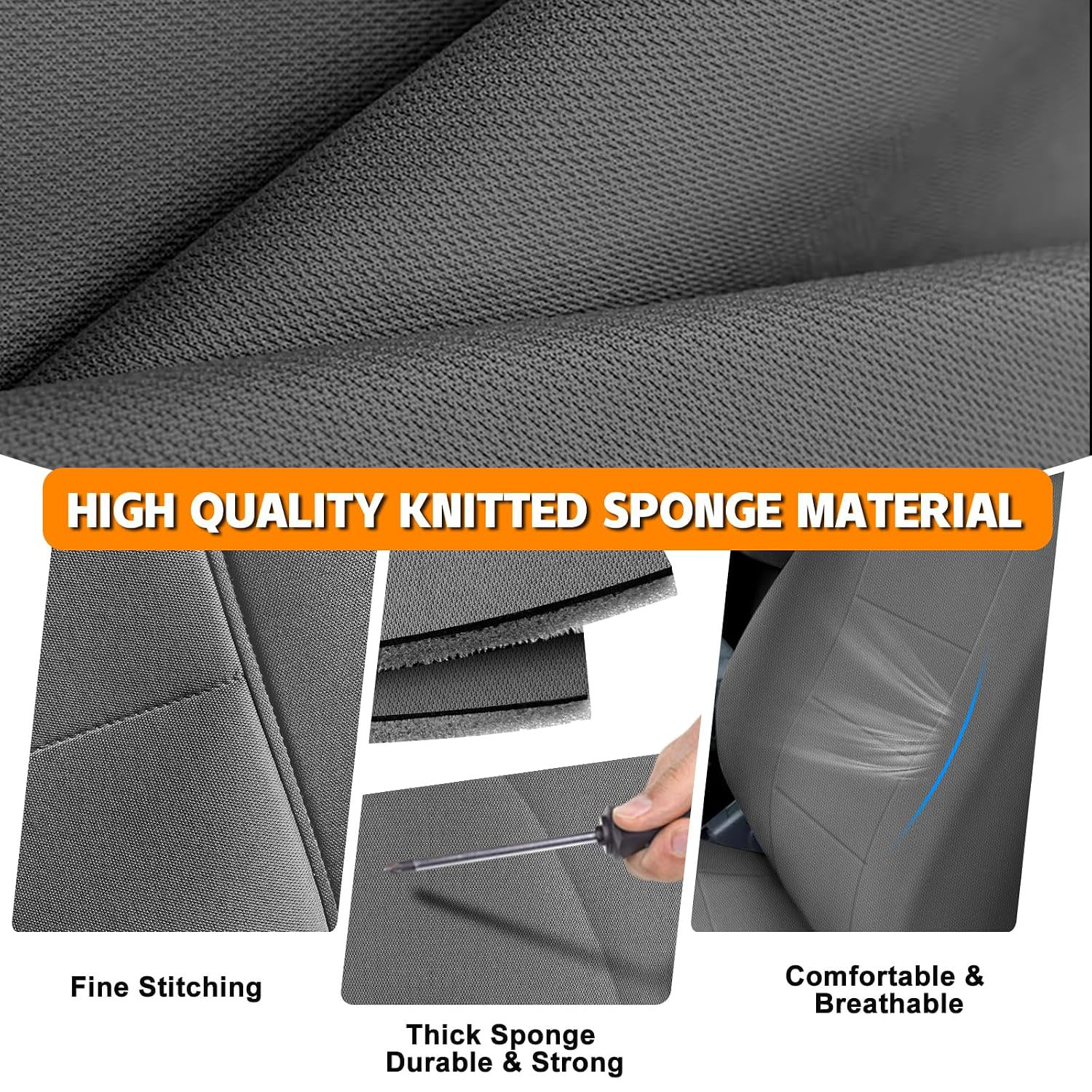 Covelta Front & Rear Seat Cover Set for 2009–2021 Dodge Ram 1500 & 2010–2018 Ram 2500/3500 (Black & Charcoal)