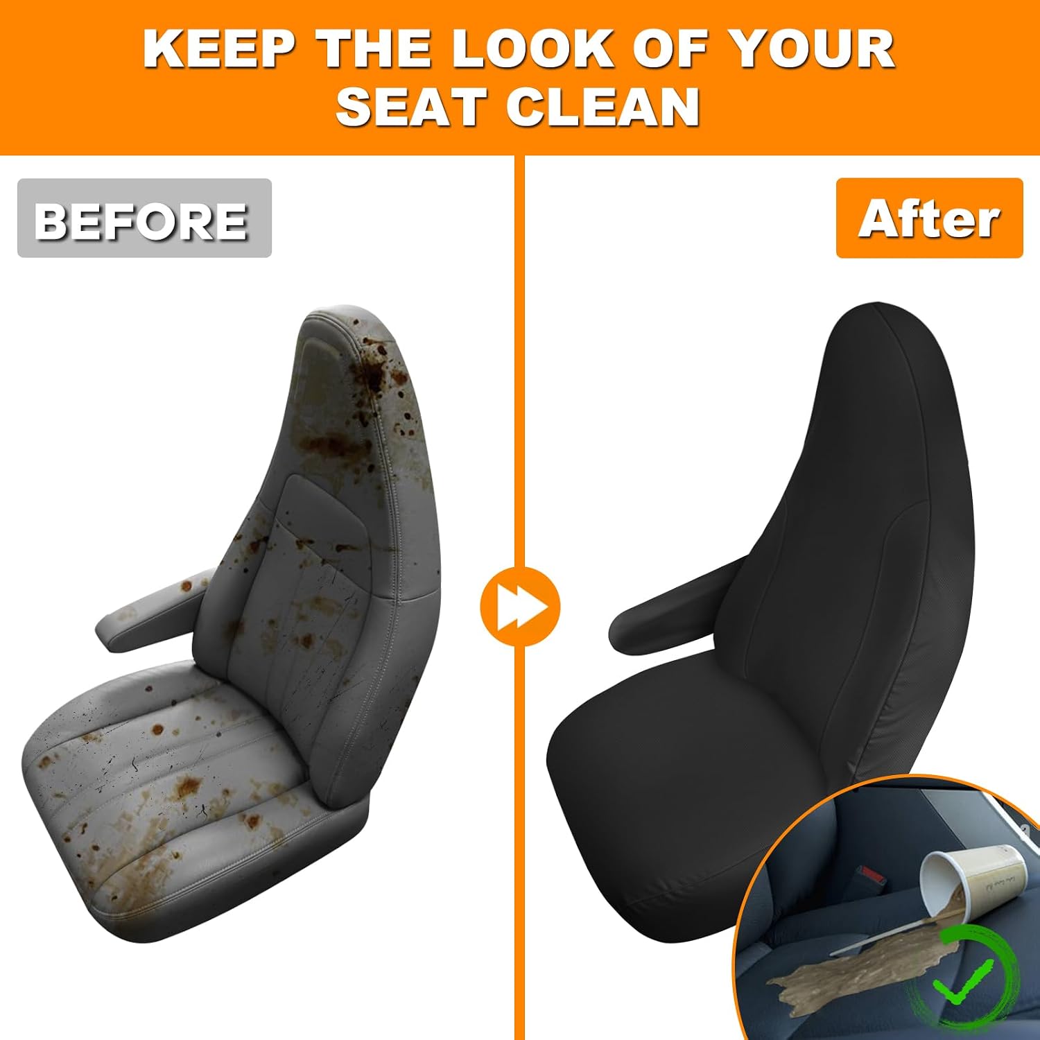 Covelta Front Seat Cover for 2010–2025 Chevy Express Van(Black)