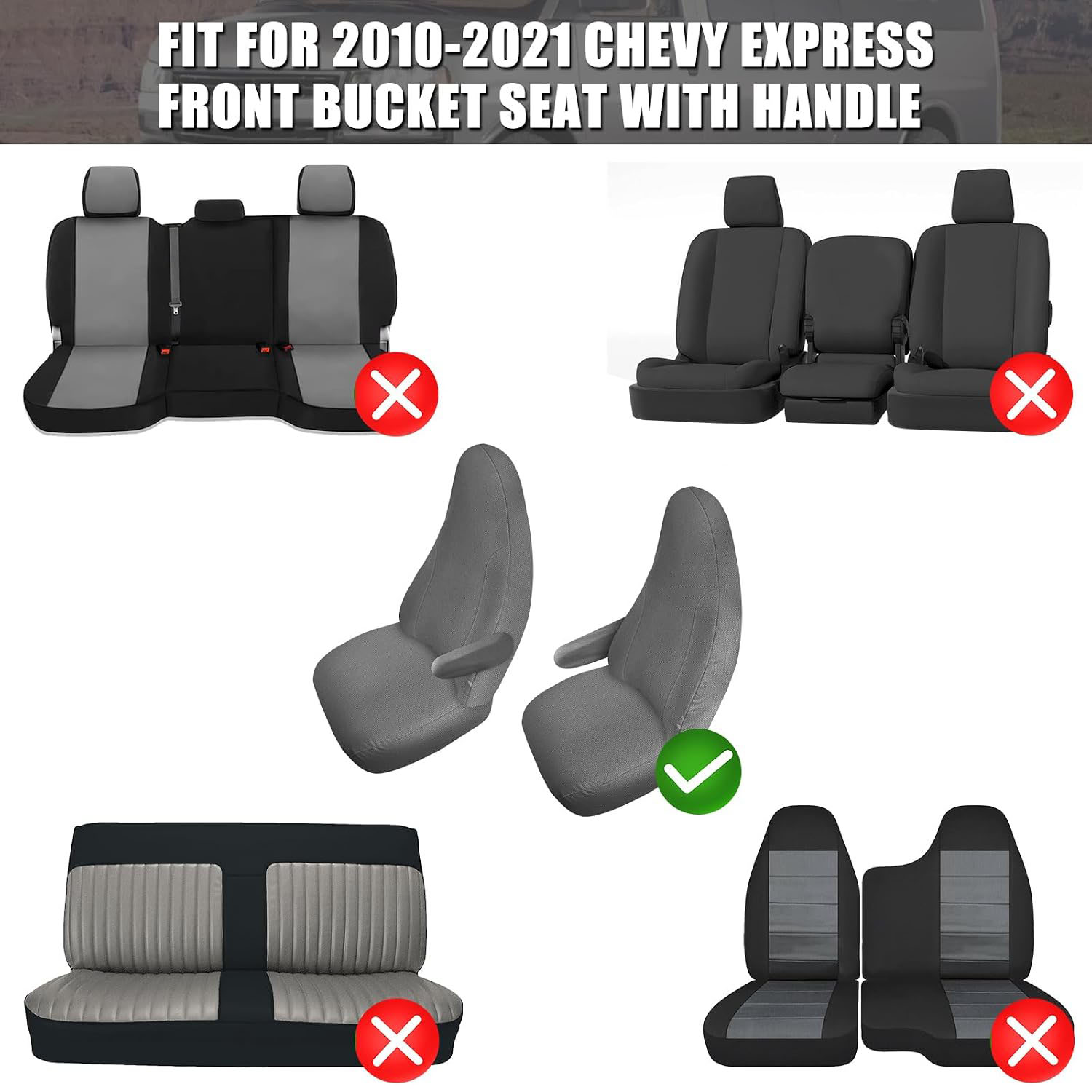 [Copy]Covelta Front Seat Cover for 2010–2021 Chevy Express Van(Gray)