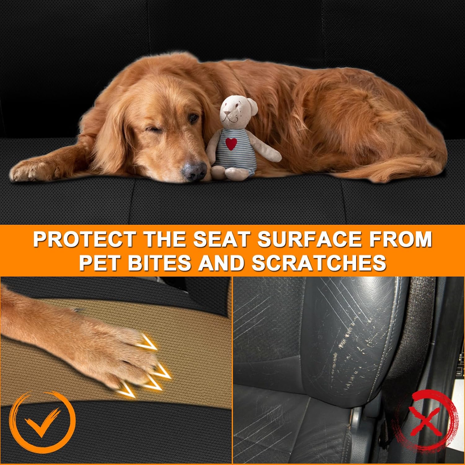 Covelta Front Seat Cover for 2010–2025 Chevy Express Van(Black and Tan)