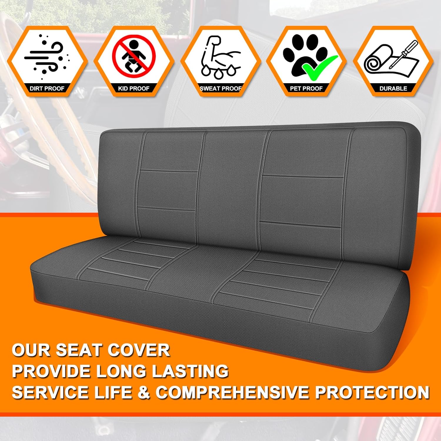 Covelta Front Bench Seat Cover for 1961–1987 Chevy C/K 10 C/K 20(Gary)