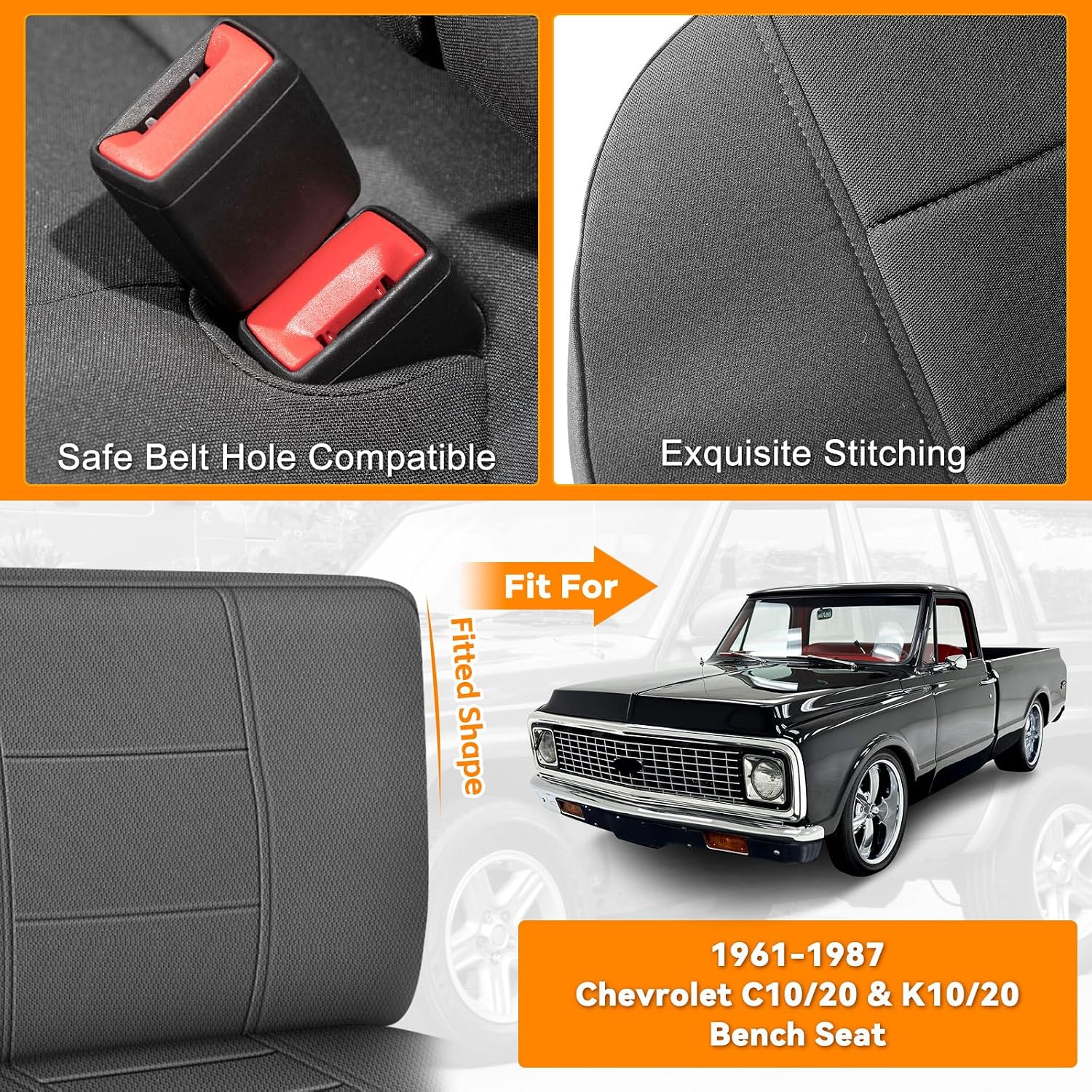 Covelta Front Bench Seat Cover for 1961–1987 Chevy C/K 10 C/K 20(Gary)