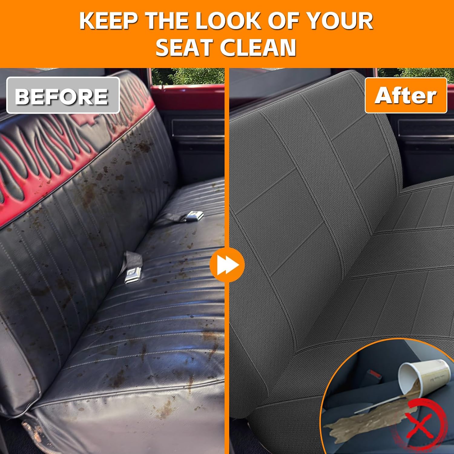 Covelta Front Bench Seat Cover for 1961–1987 Chevy C/K 10 C/K 20(Gary)