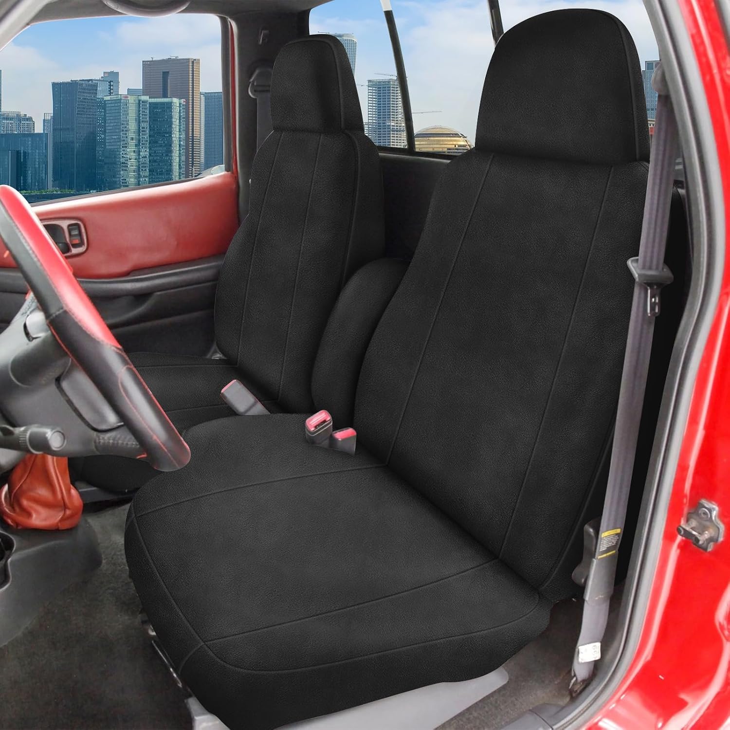 Covelta Front Seat Cover for 1998–2003 Chevy S10（Black）