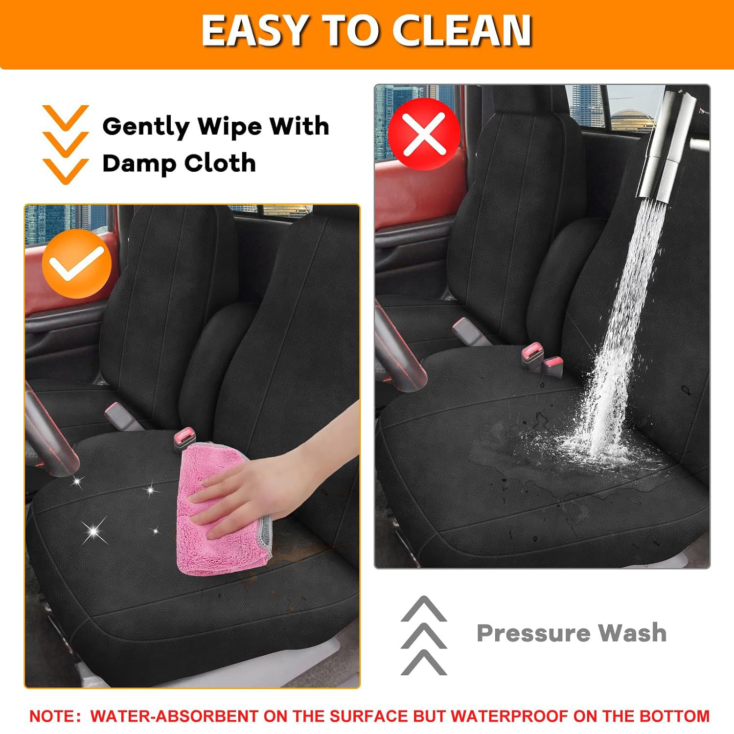 Covelta Front Seat Cover for 1998–2003 Chevy S10（Black）
