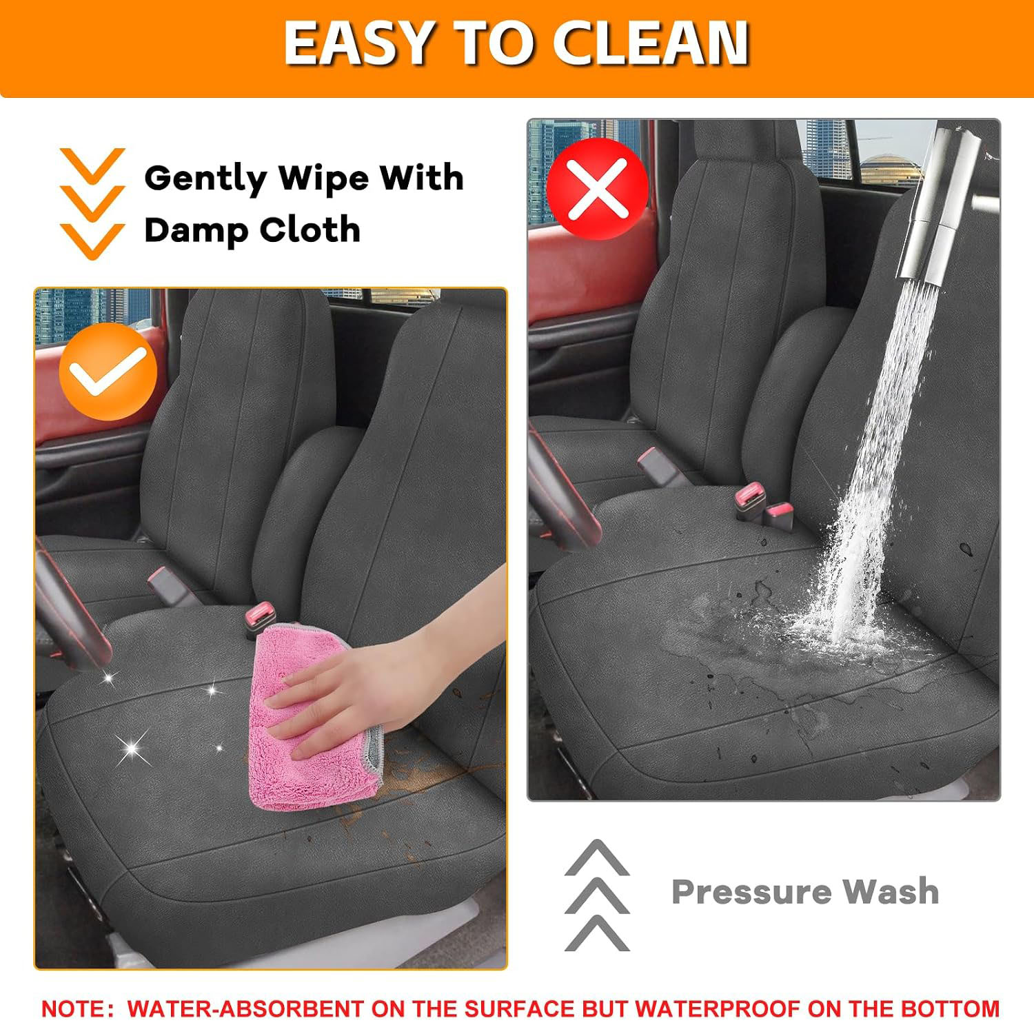Covelta Front Seat Cover for 1998–2003 Chevy S10（Gray）