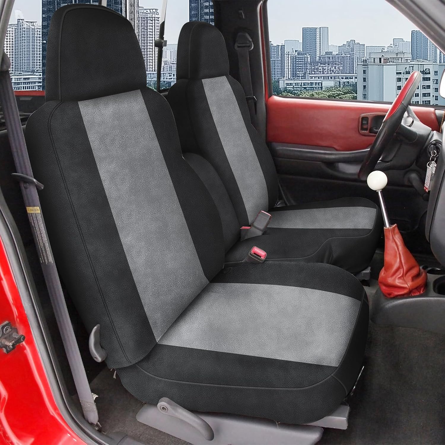 Covelta Front Seat Cover for 1998–2003 Chevy S10（Black and Charcoal）