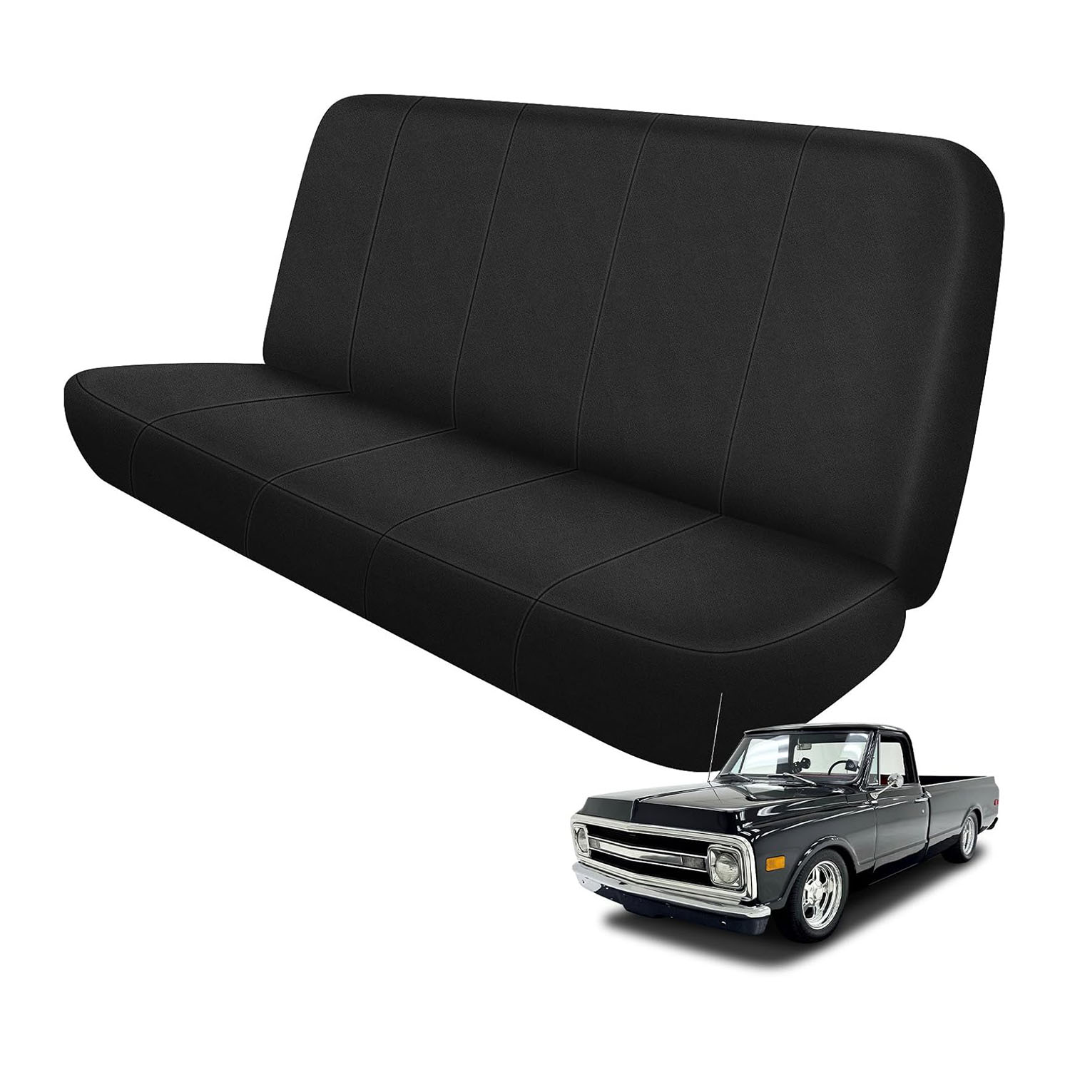 Covelta Front Bench Seat Cover for 1973–1999 Chevy Full-Size Trucks(Black)