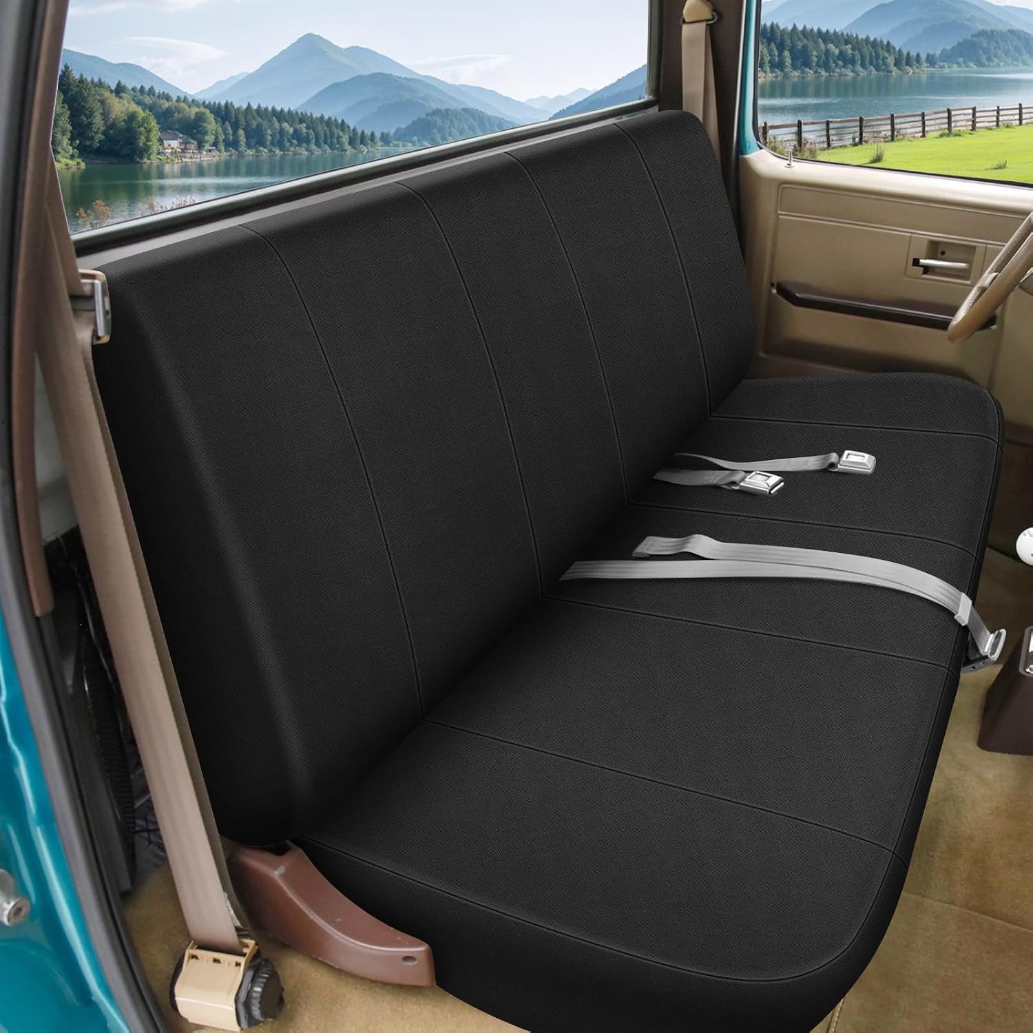 Covelta Front Bench Seat Cover for 1973–1999 Chevy Full-Size Trucks(Black)