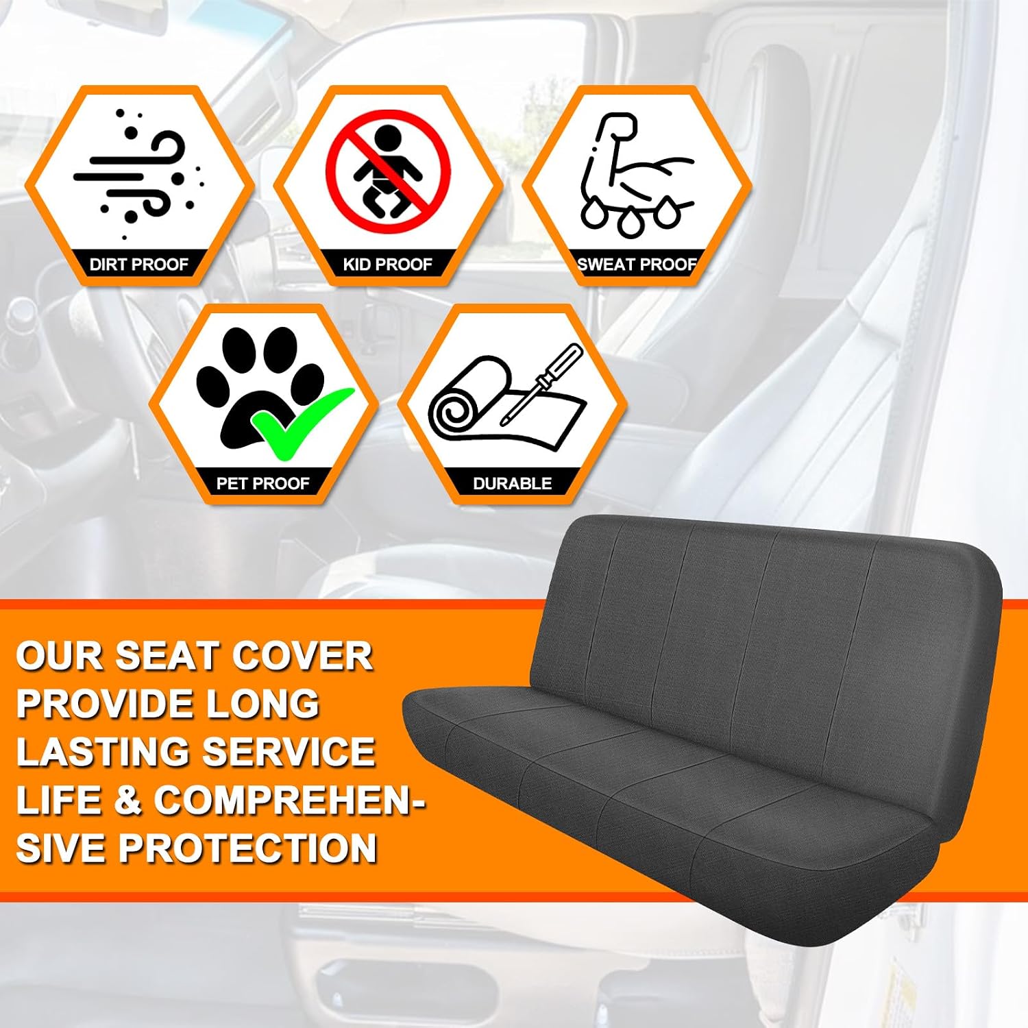 Covelta Front Bench Seat Cover for 1973–1999 Chevy Full-Size Trucks(Charcoal)