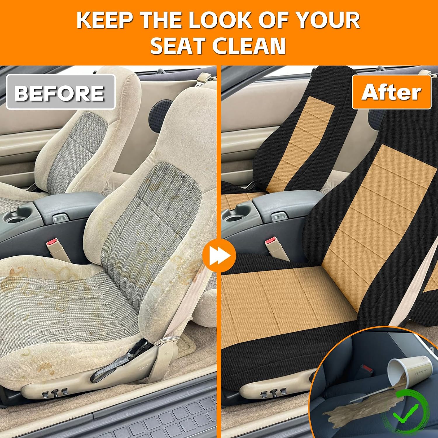  Covelta Front & Rear Full Set Seat Covers for 1982–2002 Chevy Camaro