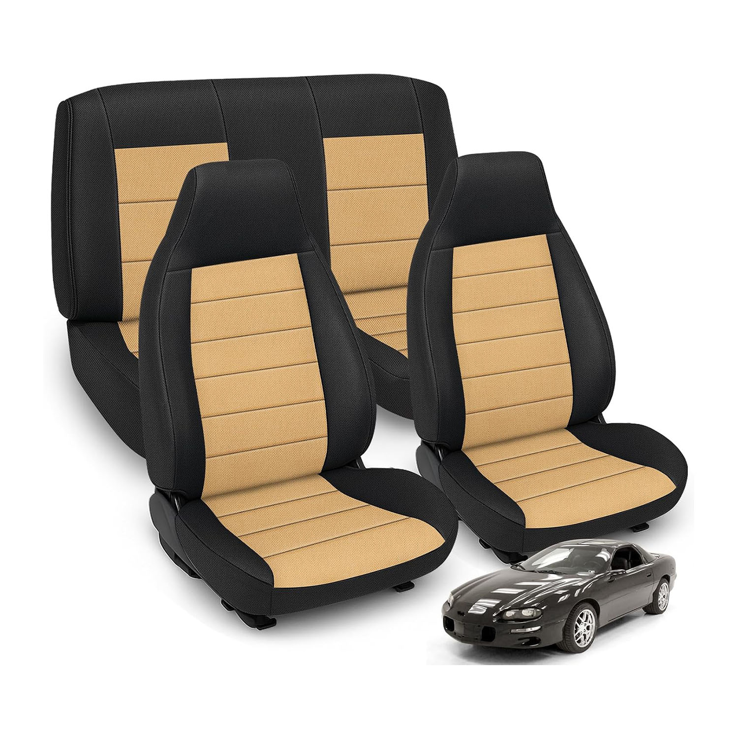  Covelta Front & Rear Full Set Seat Covers for 1982–2002 Chevy Camaro