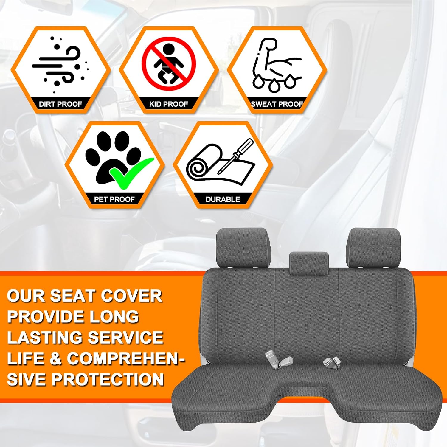 Covelta Front Bench Seat Cover for 2005–2014 Toyota Tacoma（Charcoal）