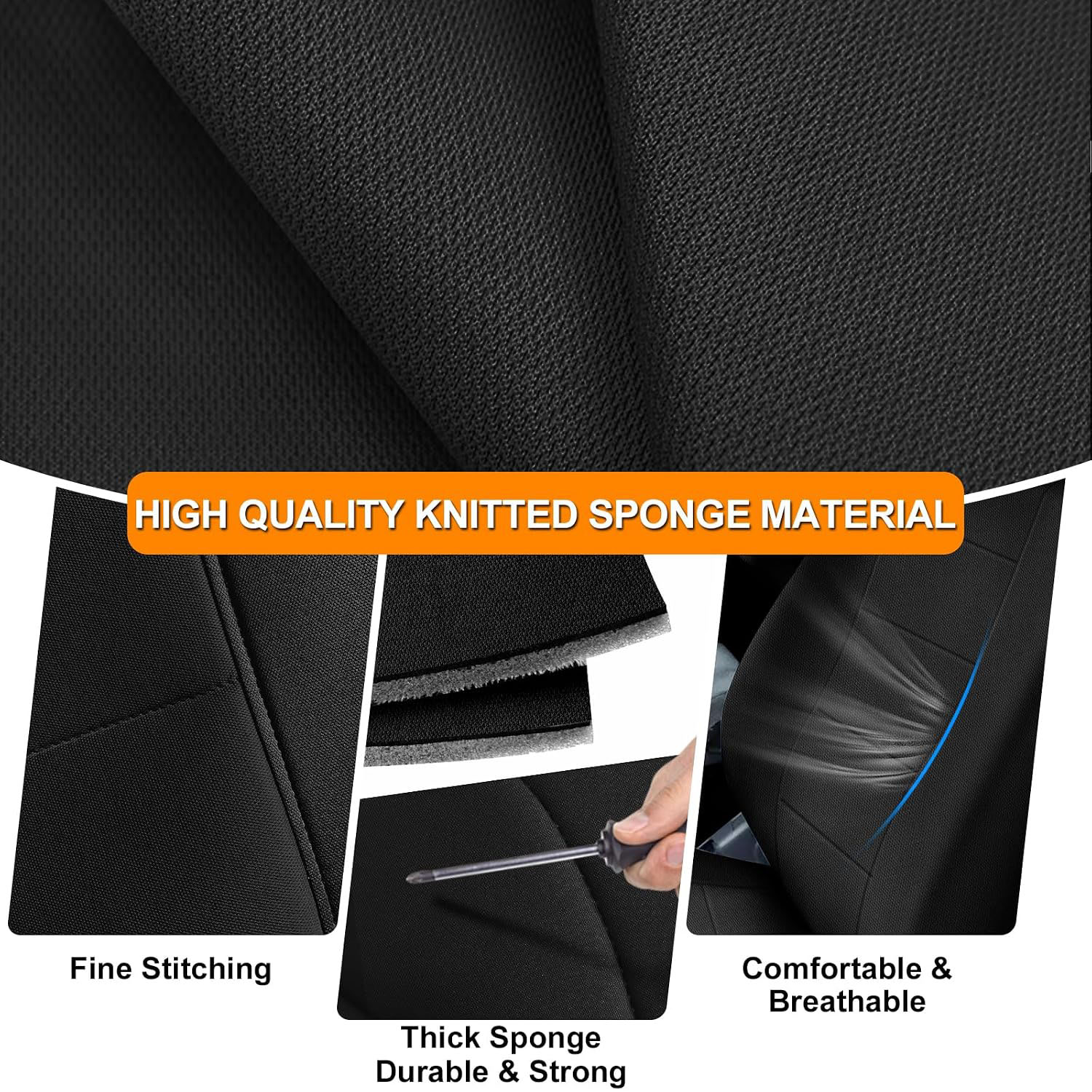 Covelta Front Bench Seat Cover for 2005–2014 Toyota Tacoma（Black）