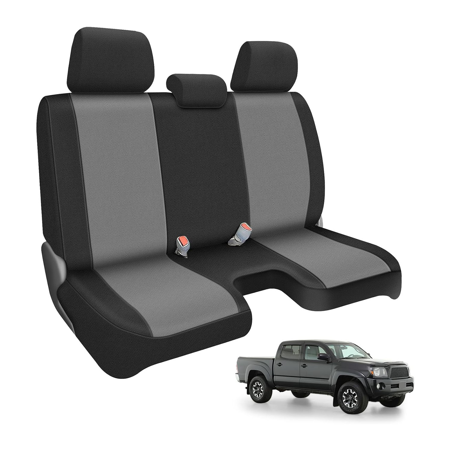 Covelta Front Bench Seat Cover for 2005–2014 Toyota Tacoma（Black and Charcoal）