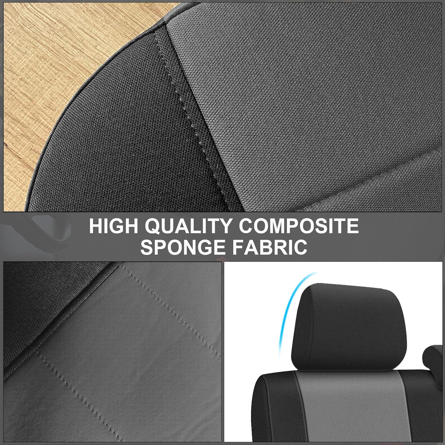 Covelta Front Bench Seat Cover for 2005–2014 Toyota Tacoma（Black and Charcoal）