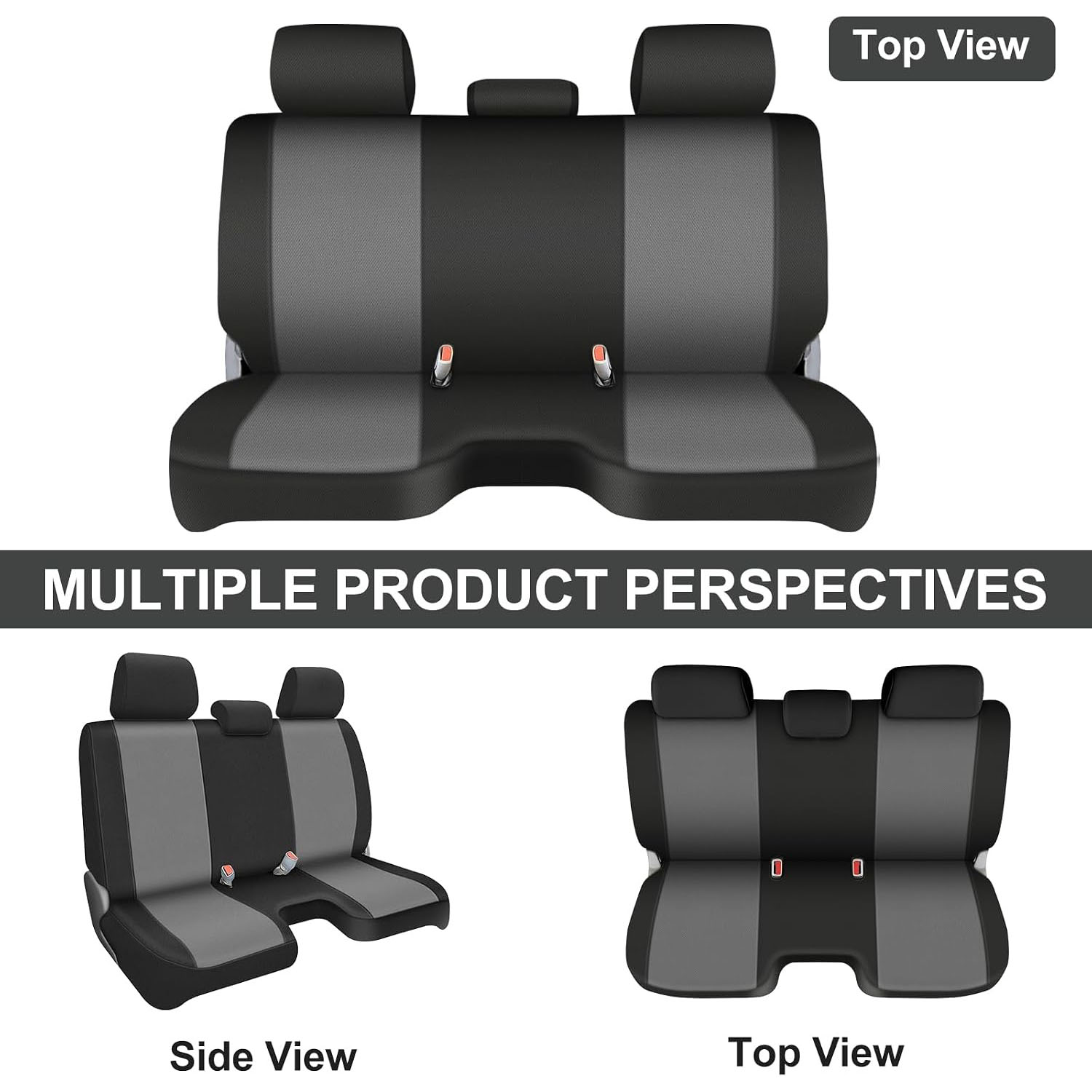 Covelta Front Bench Seat Cover for 2005–2014 Toyota Tacoma（Black and Charcoal）