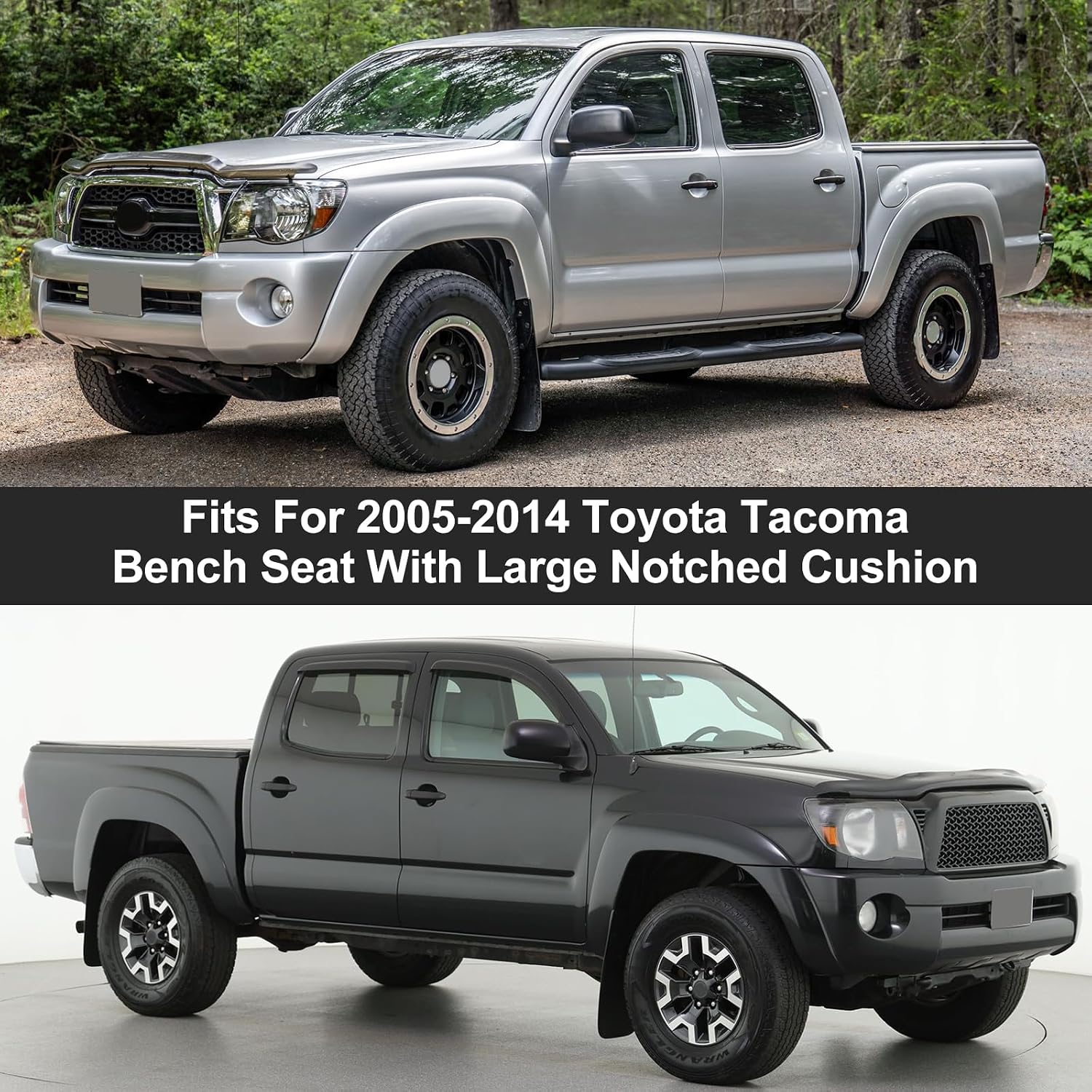 Covelta Front Bench Seat Cover for 2005–2014 Toyota Tacoma（Black and Charcoal）