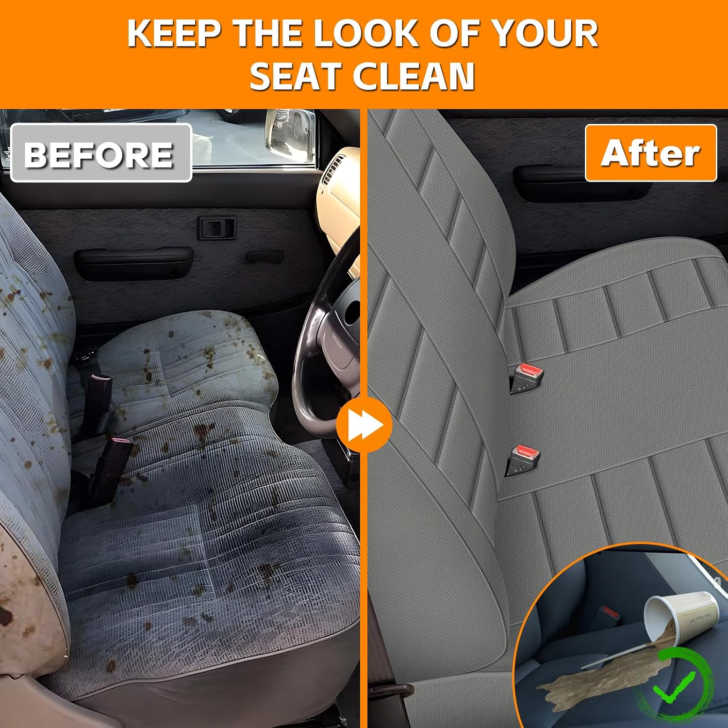 Covelta Front Bench Seat Cover Replacement for 1995–2004 Toyota Tacoma（Charcoal）