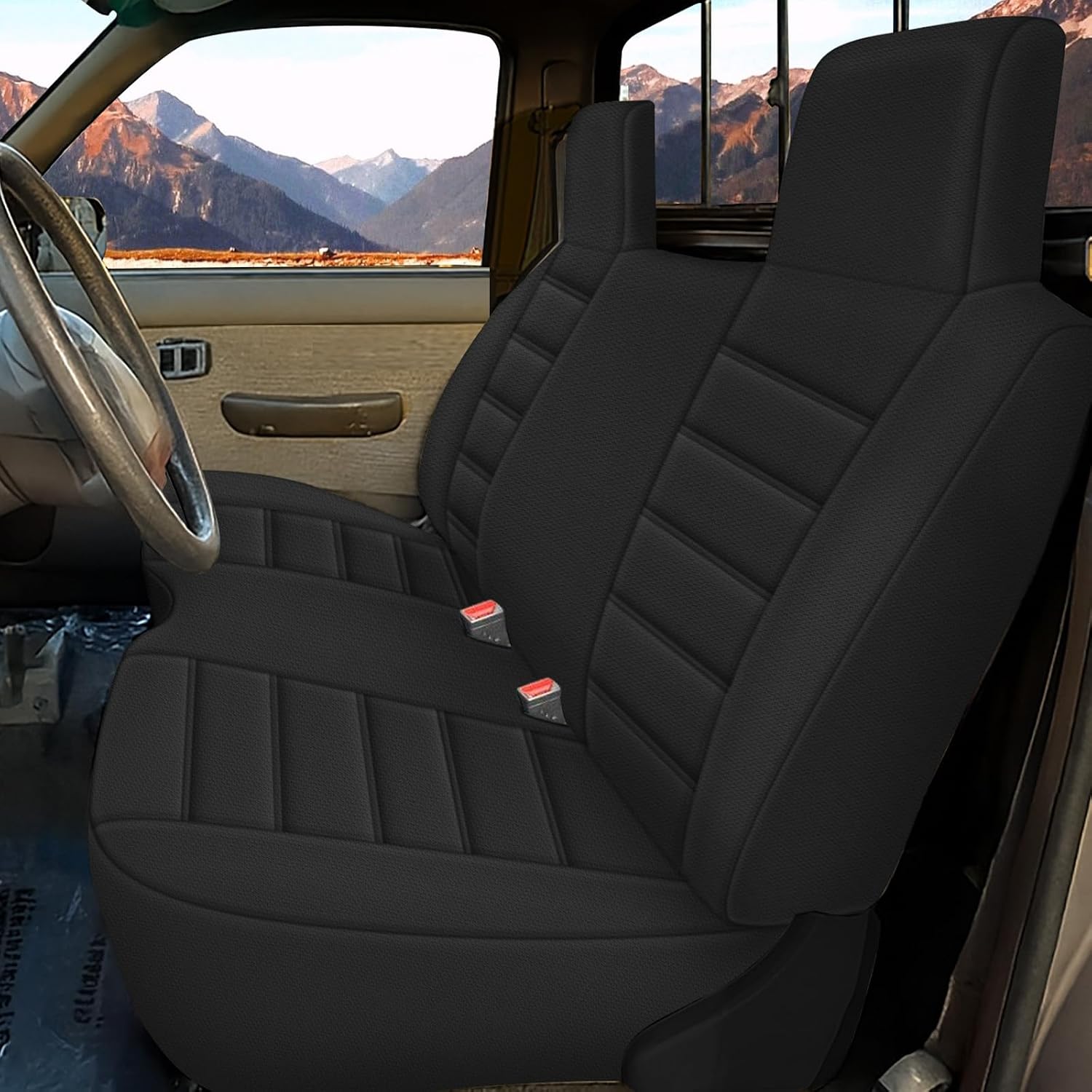 Covelta Front Bench Seat Cover Replacement for 1995–2004 Toyota Tacoma（Black）