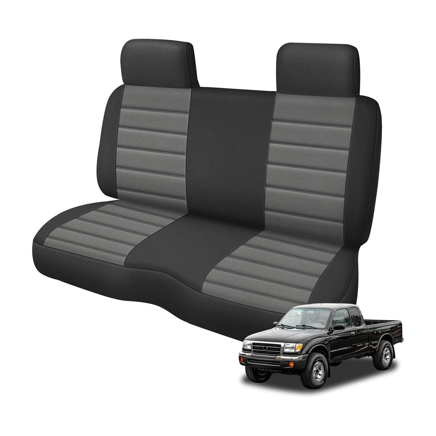 Covelta Front Bench Seat Cover Replacement for 1995–2004 Toyota Tacoma（Black & Charcoal）