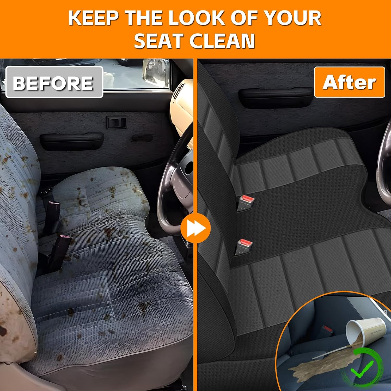 Covelta Front Bench Seat Cover Replacement for 1995–2004 Toyota Tacoma（Black & Charcoal）