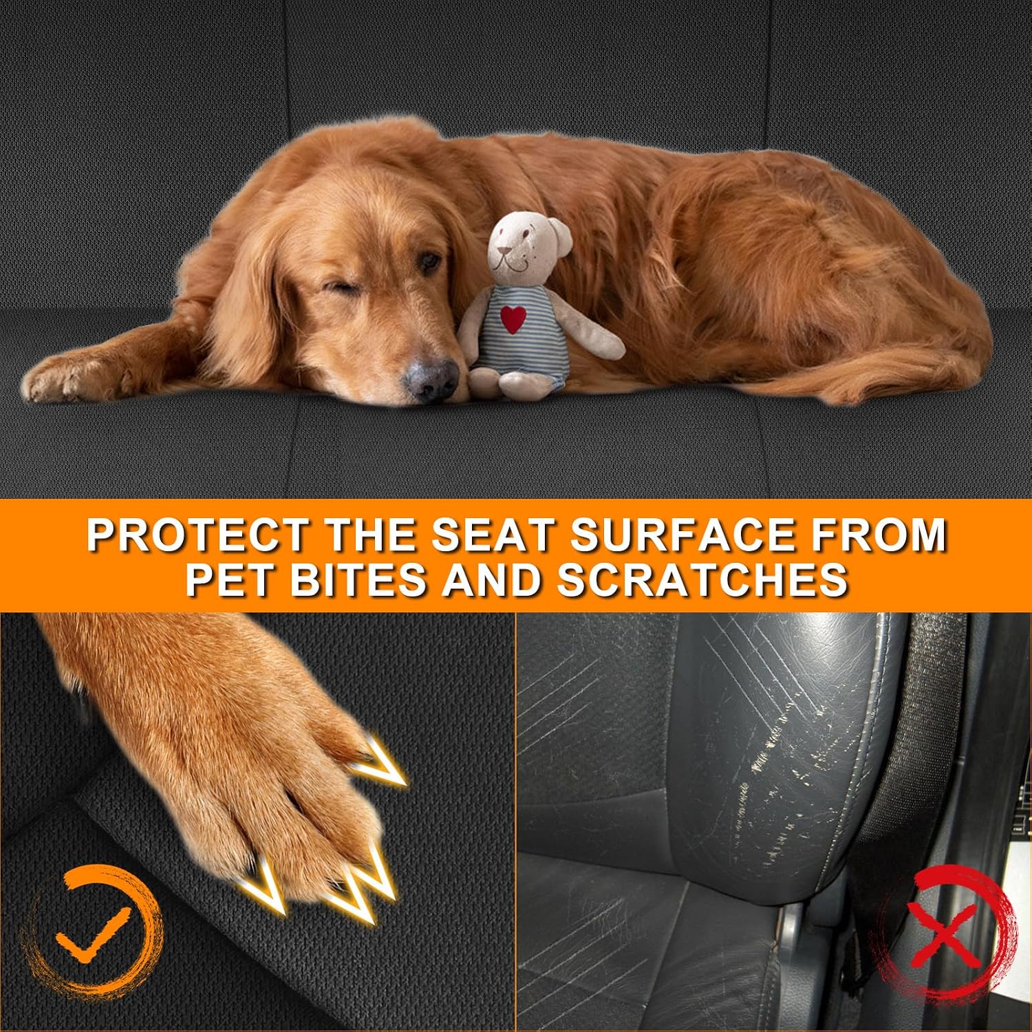 Covelta Front Bench Seat Cover Replacement for 1995–2004 Toyota Tacoma（Black & Charcoal）