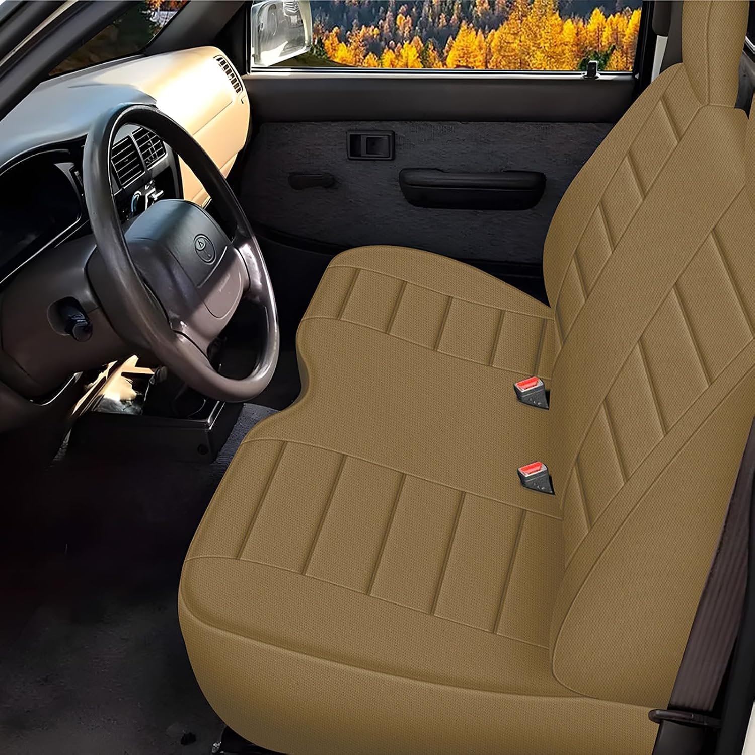 Covelta Front Bench Seat Cover Replacement for 1995–2004 Toyota Tacoma（Tan）