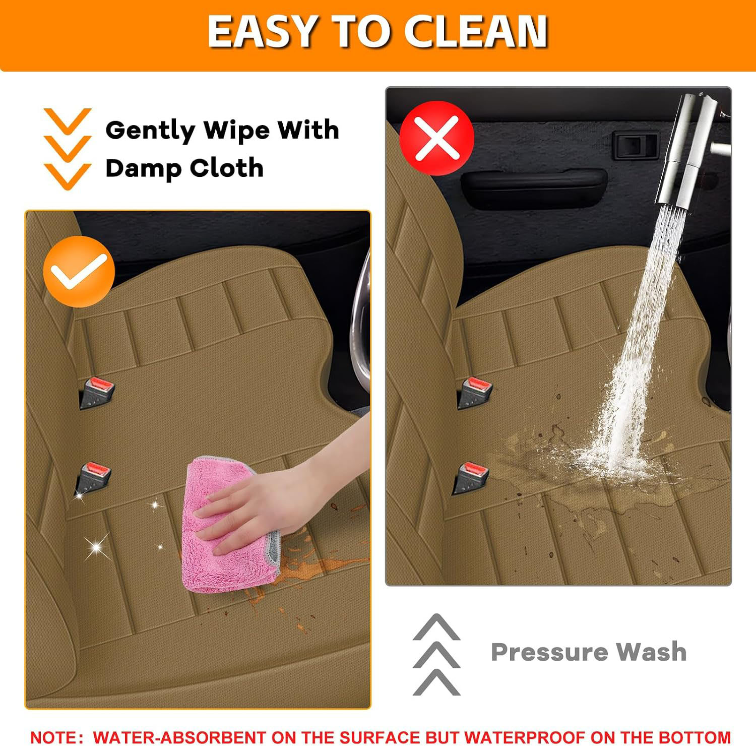 Covelta Front Bench Seat Cover Replacement for 1995–2004 Toyota Tacoma（Tan）