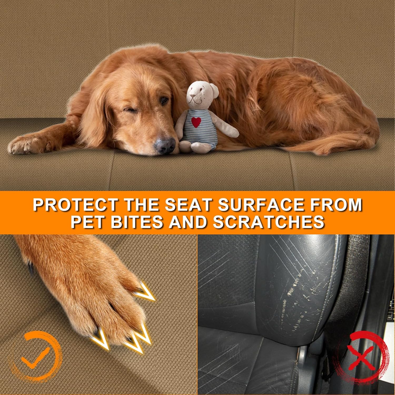 Covelta Front Bench Seat Cover Replacement for 1995–2004 Toyota Tacoma（Tan）
