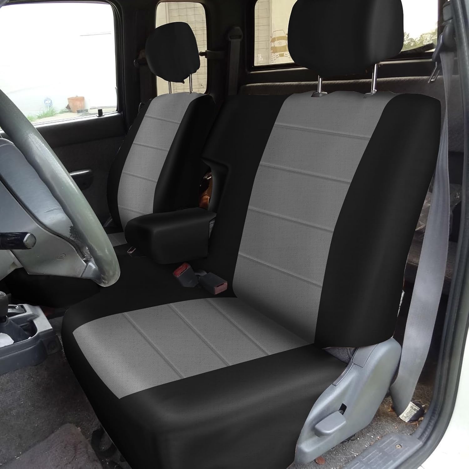 Covelta Front Seat Covers Replacement for 1995–2000 Toyota Tacoma（Black&Dark Grey）