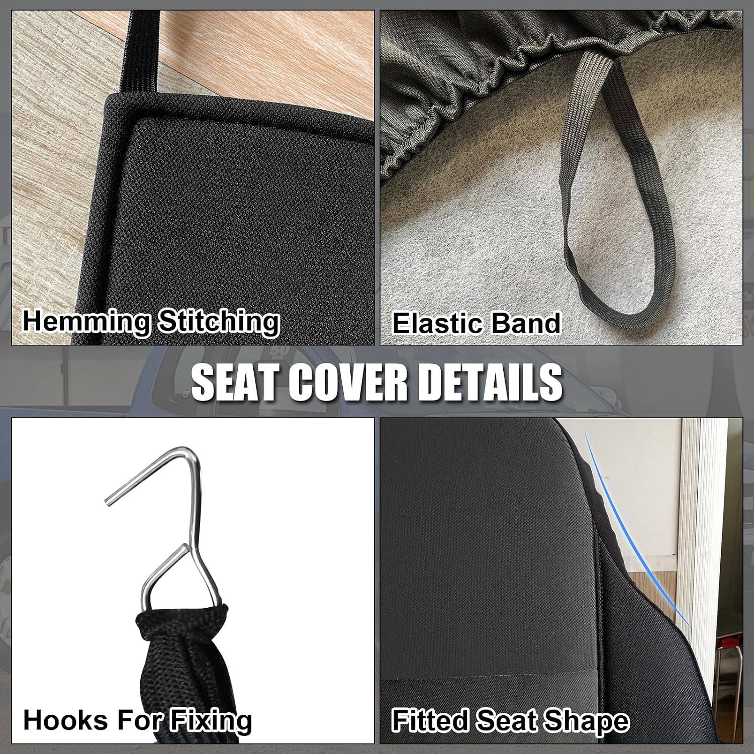 Covelta Front Seat Covers Replacement for 1995–2000 Toyota Tacoma（Black&Dark Grey）