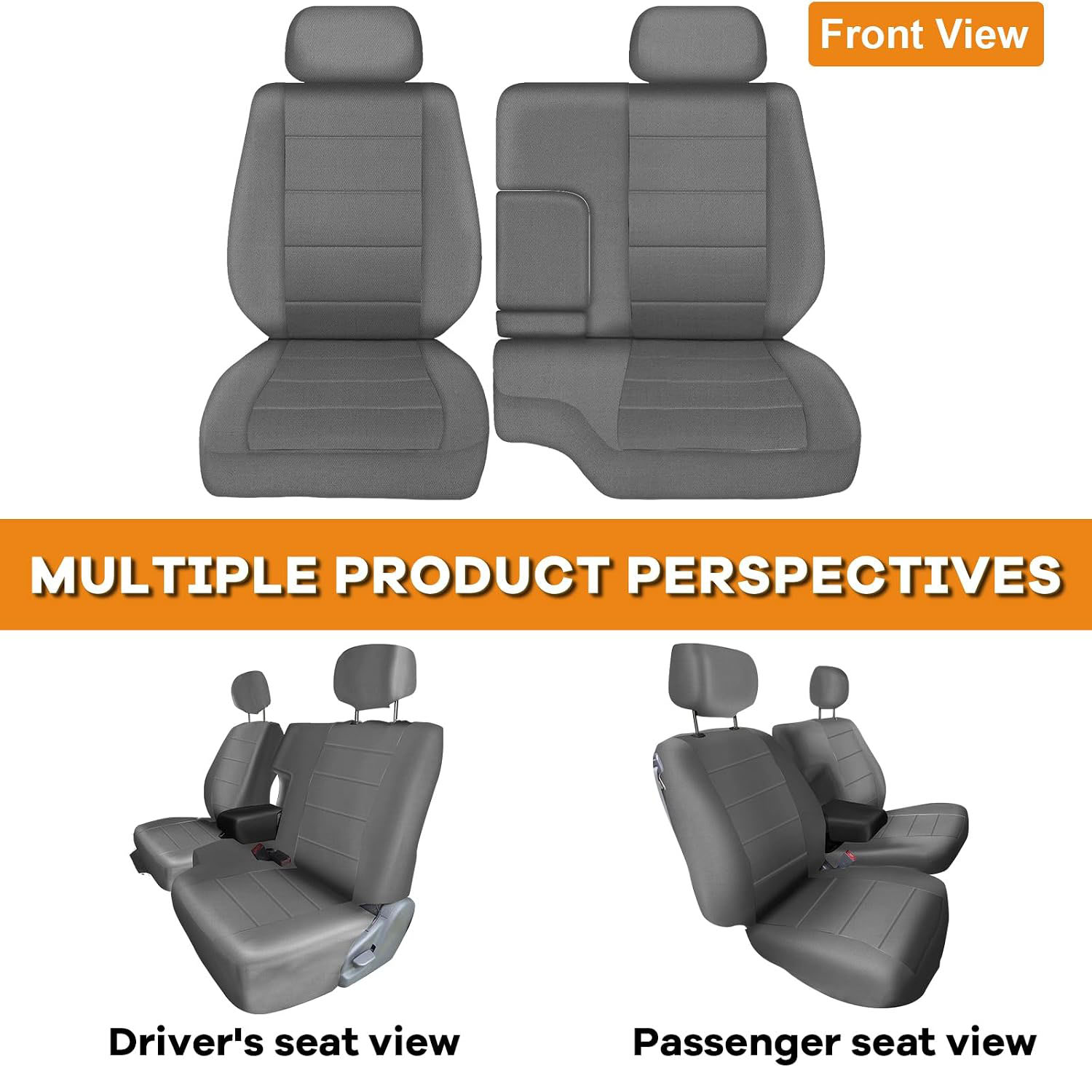 Covelta Front Seat Covers Replacement for 1995–2000 Toyota Tacoma（Grey）