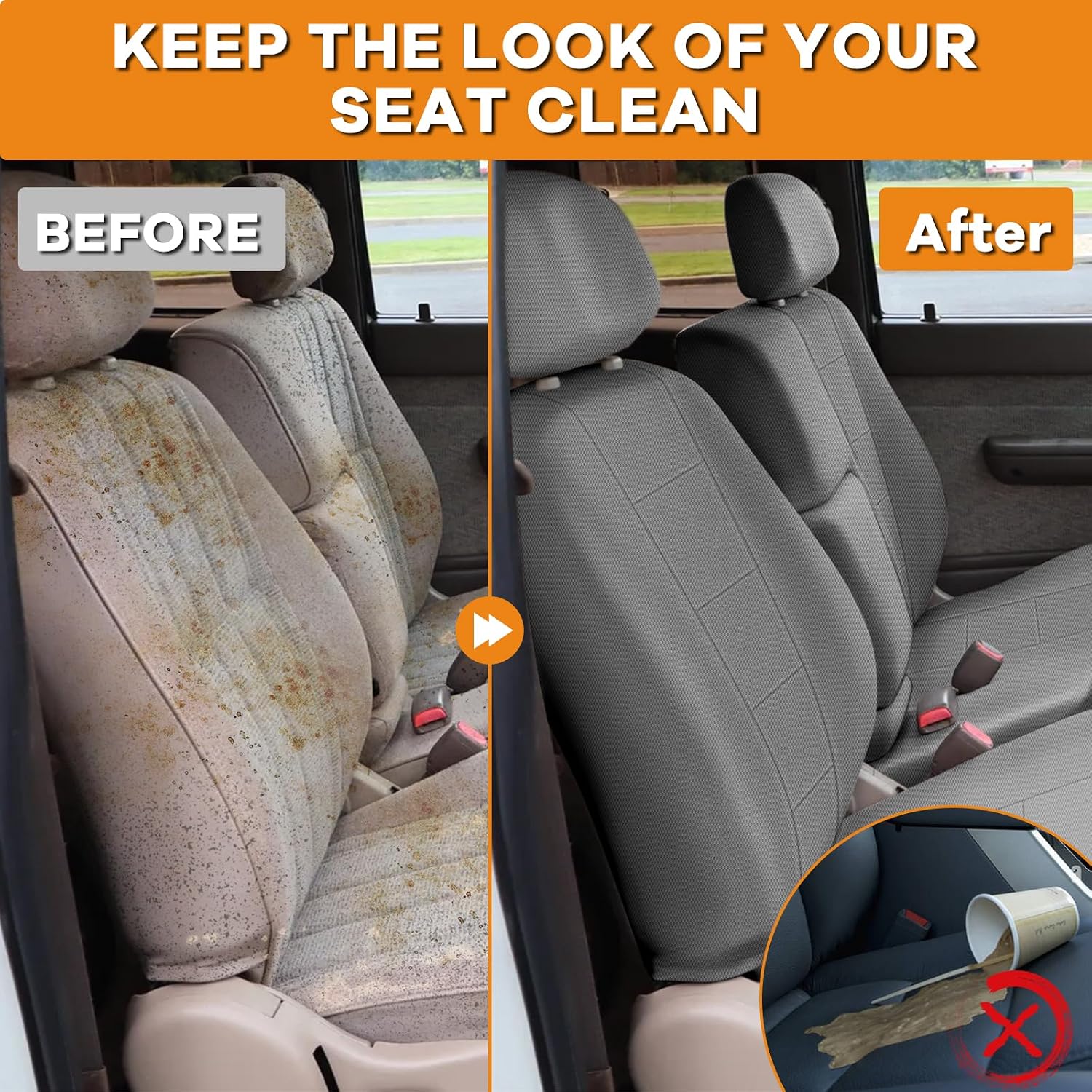 Covelta Front Seat Covers Replacement for 1995–2000 Toyota Tacoma（Grey）
