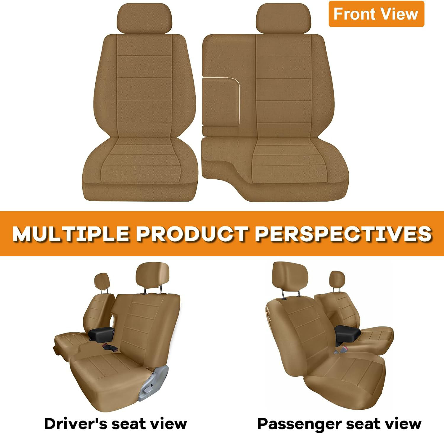 Covelta Front Seat Covers Replacement for 1995–2000 Toyota Tacoma（Tan）