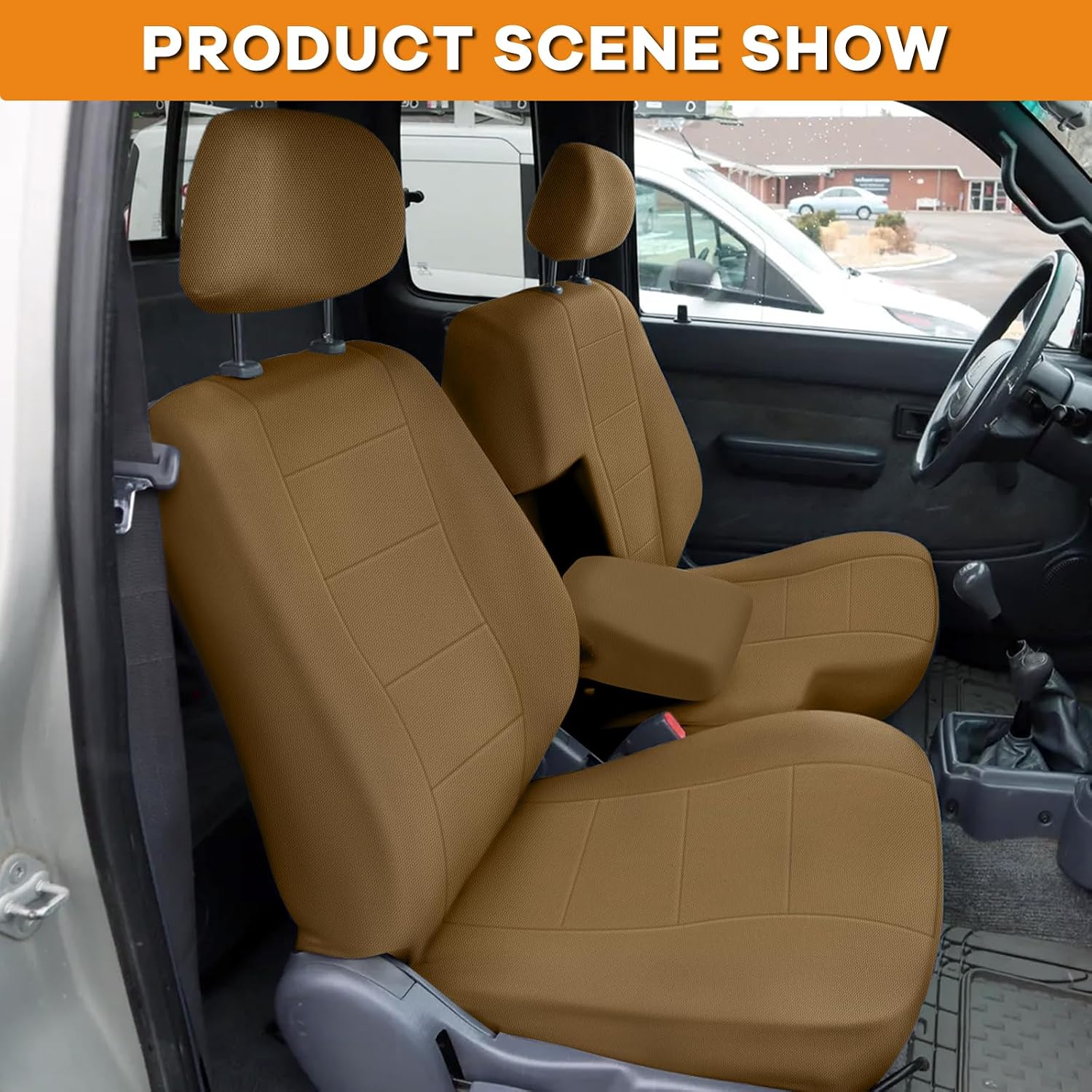 Covelta Front Seat Covers Replacement for 1995–2000 Toyota Tacoma（Tan）