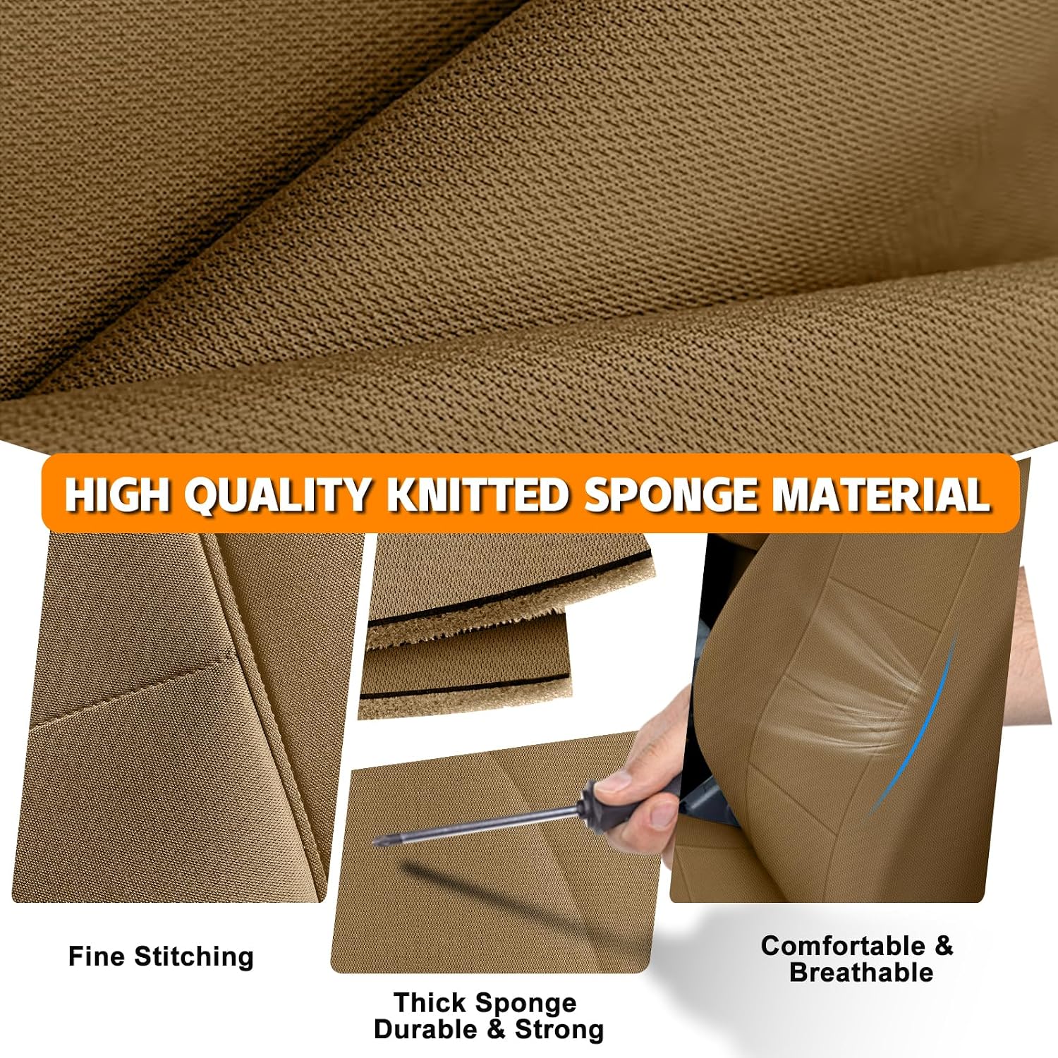 Covelta Front Seat Covers Replacement for 1995–2000 Toyota Tacoma（Tan）