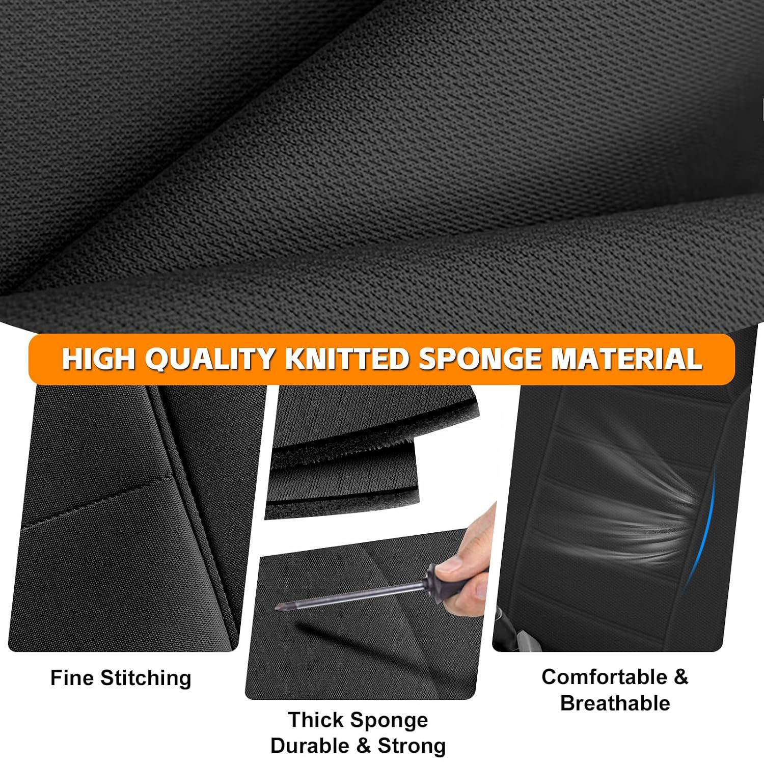 Covelta Front Bench Seat Cover Replacement for 1990–1995 Toyota Pickup/ Hilux（Black）