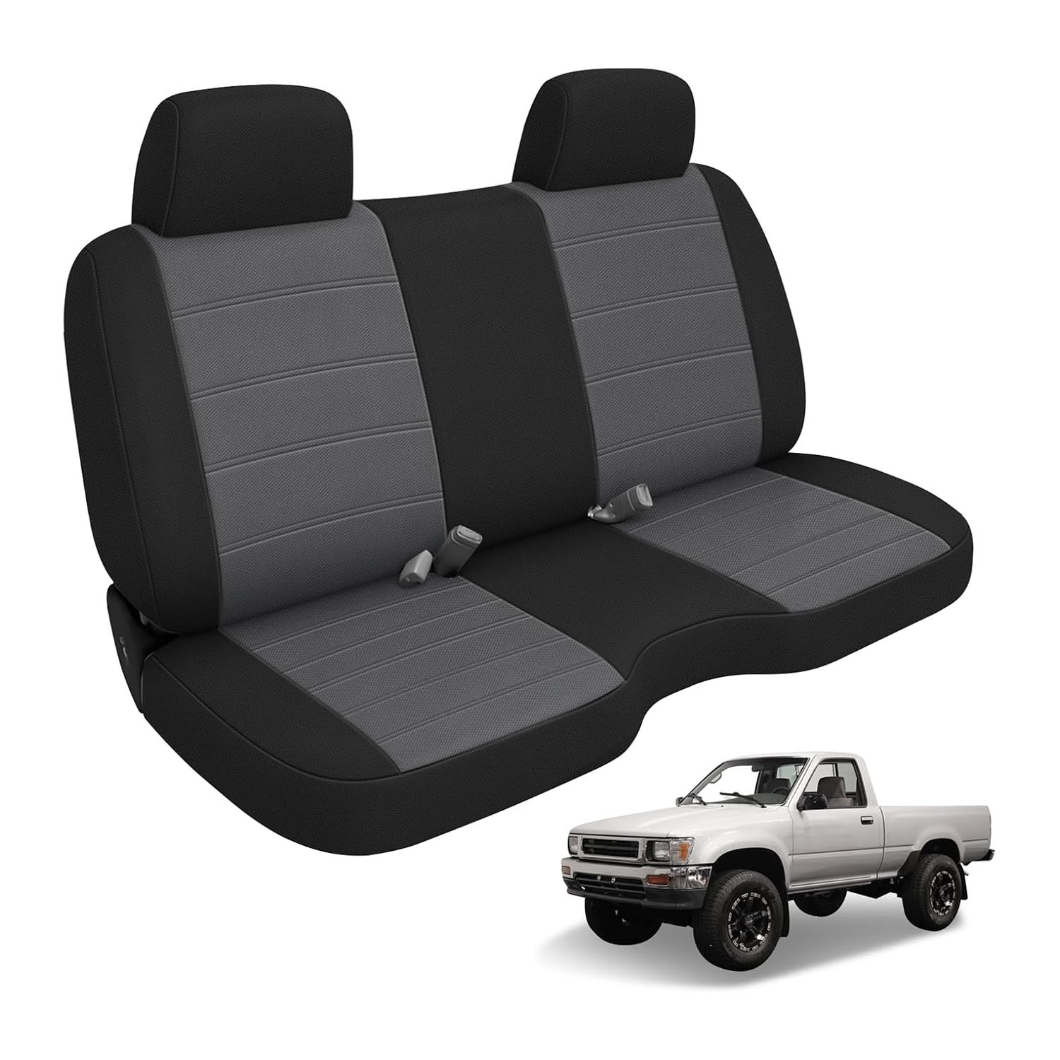 Covelta Front Bench Seat Cover Replacement for 1990–1995 Toyota Pickup/ Hilux（Black & Charcoal）