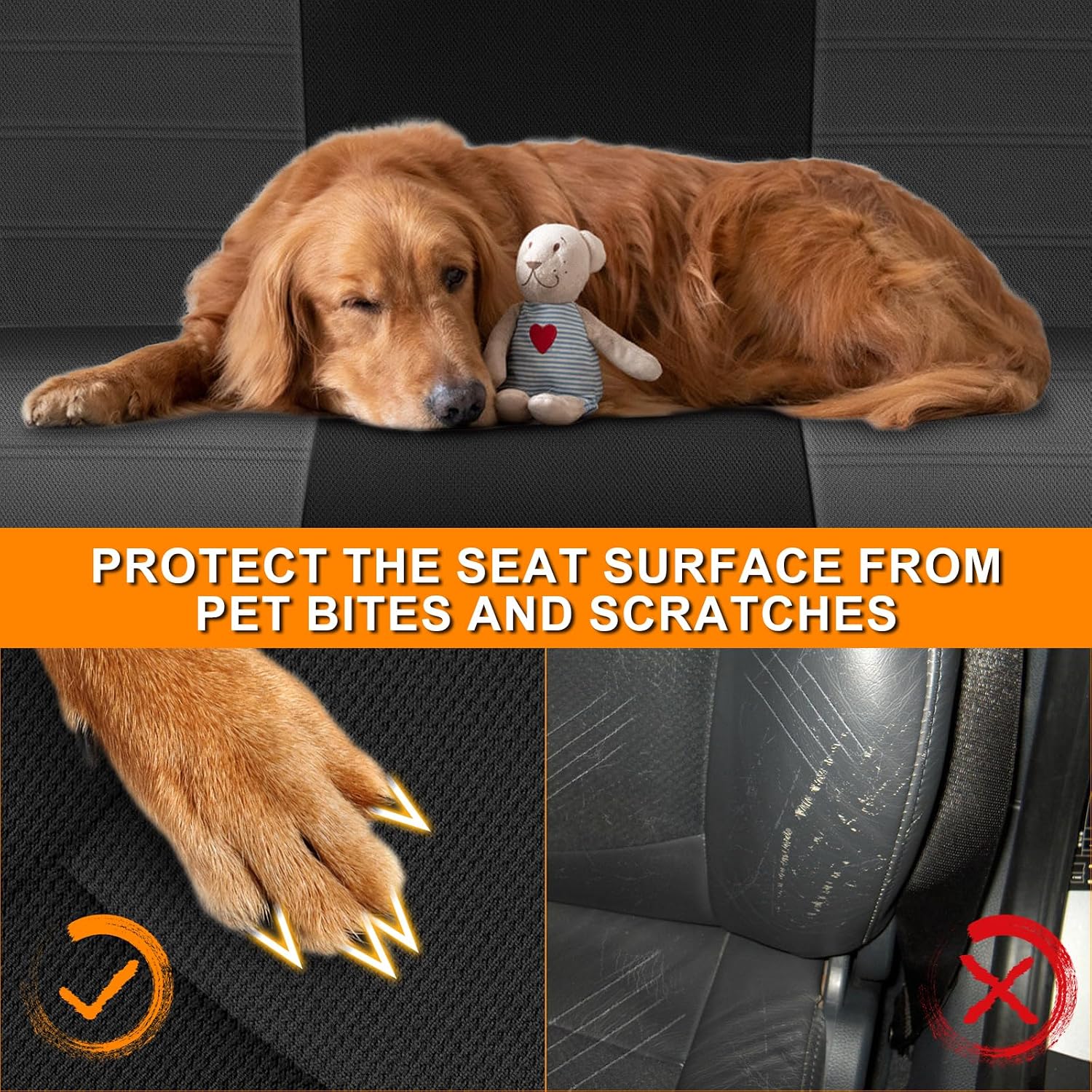 Covelta Front Bench Seat Cover Replacement for 1990–1995 Toyota Pickup/ Hilux（Black & Charcoal）