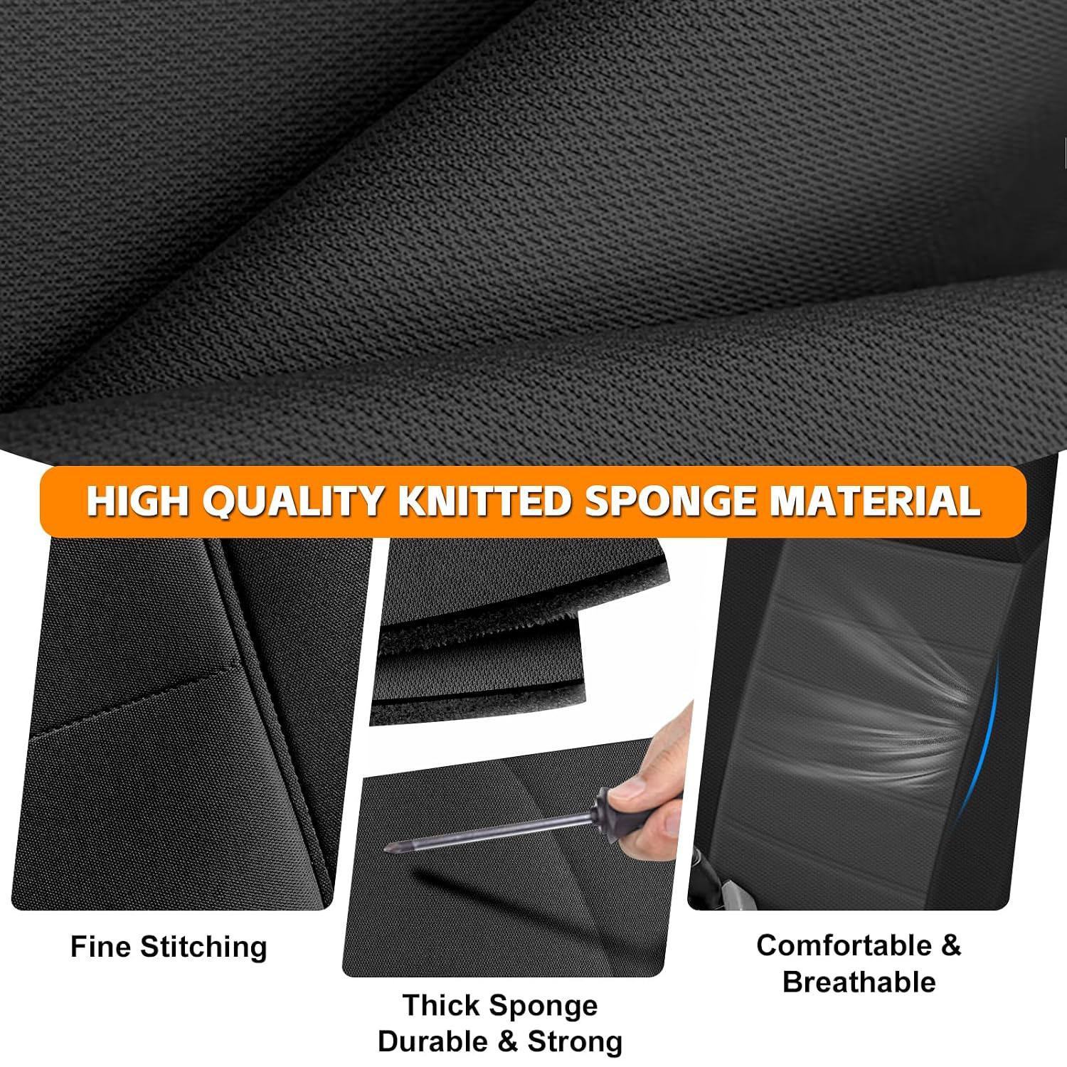 Covelta Front Bench Seat Cover Replacement for 1990–1995 Toyota Pickup/ Hilux（Black & Charcoal）