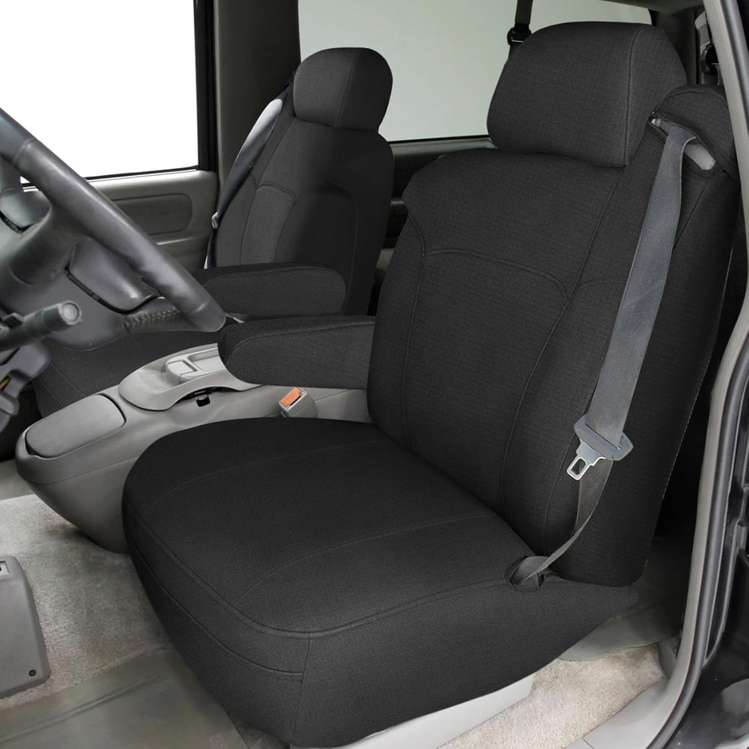 Covelta Front Captain Chair Seat Covers for 1999–2002 Chevy Silverado & GMC Sierra（Black）