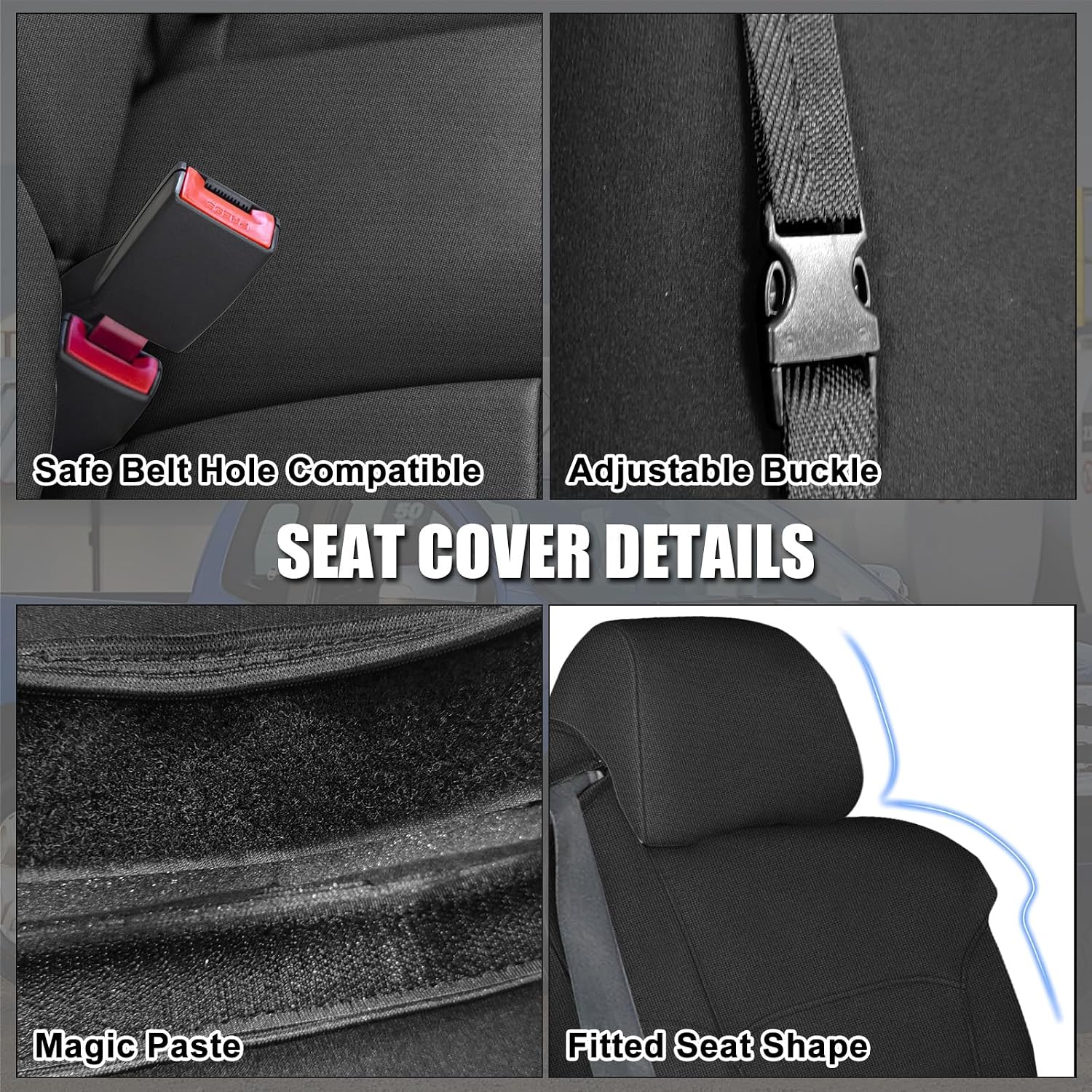 Covelta Front Captain Chair Seat Covers for 1999–2002 Chevy Silverado & GMC Sierra（Black）