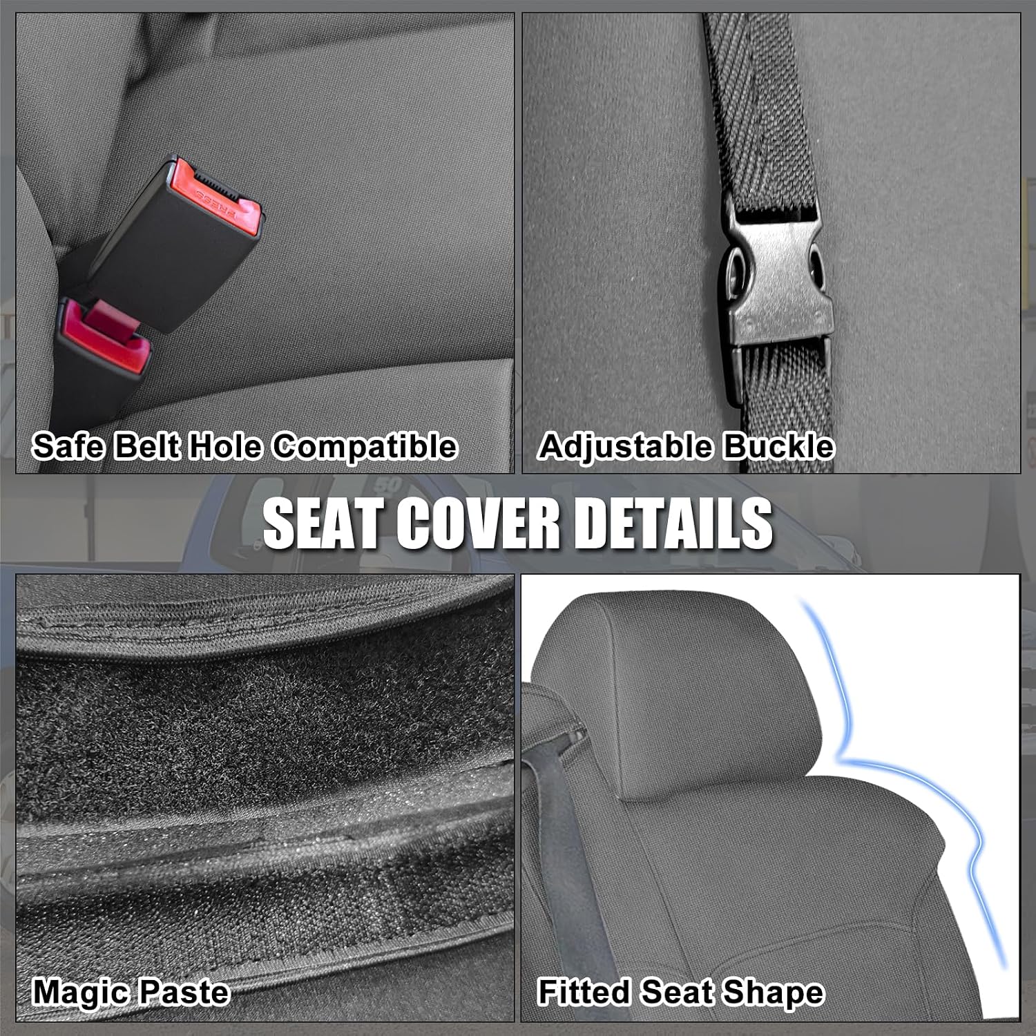 Covelta Front Captain Chair Seat Covers for 1999–2002 Chevy Silverado & GMC Sierra（Dark gray）