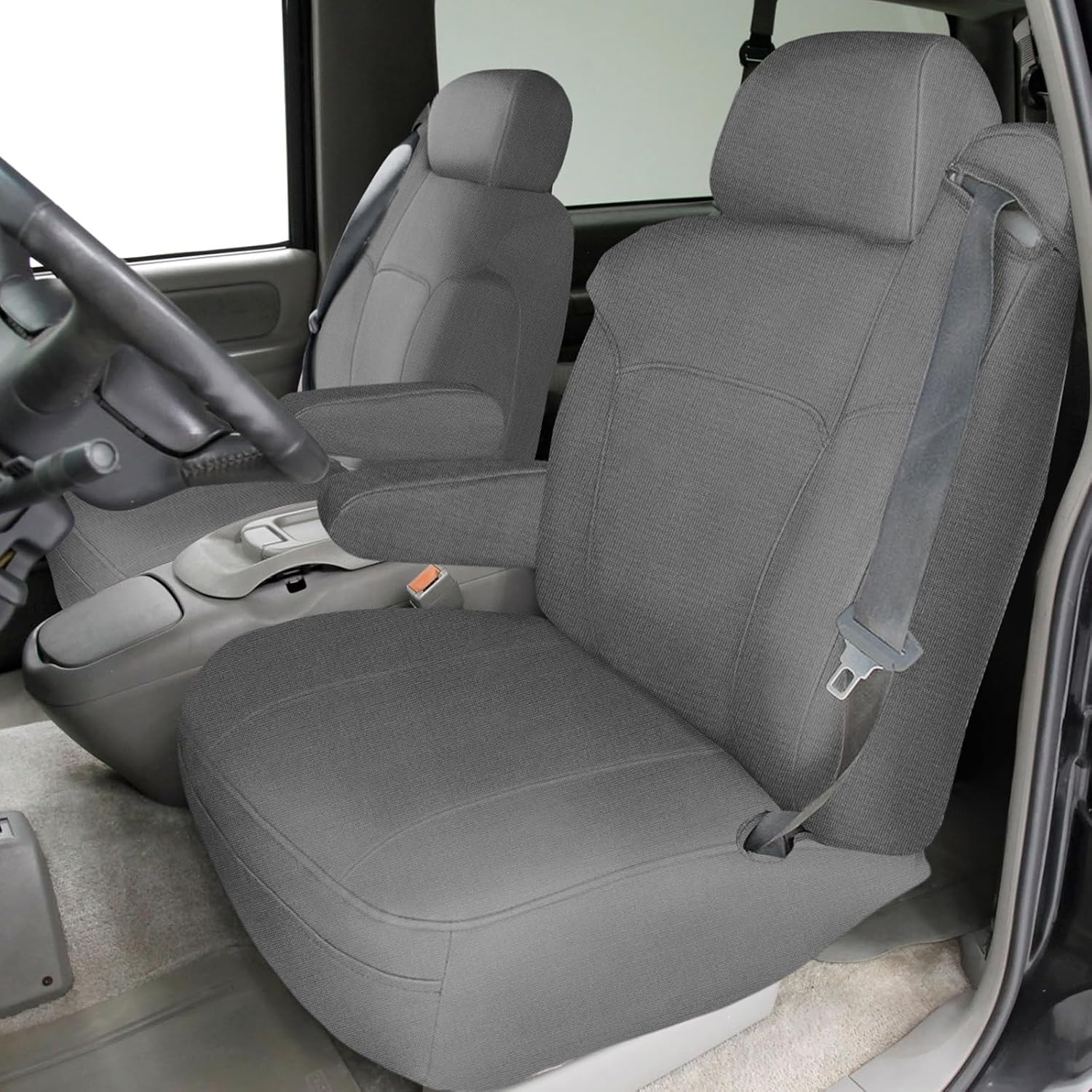 Covelta Front Captain Chair Seat Covers for 1999–2002 Chevy Silverado & GMC Sierra（Dark gray）