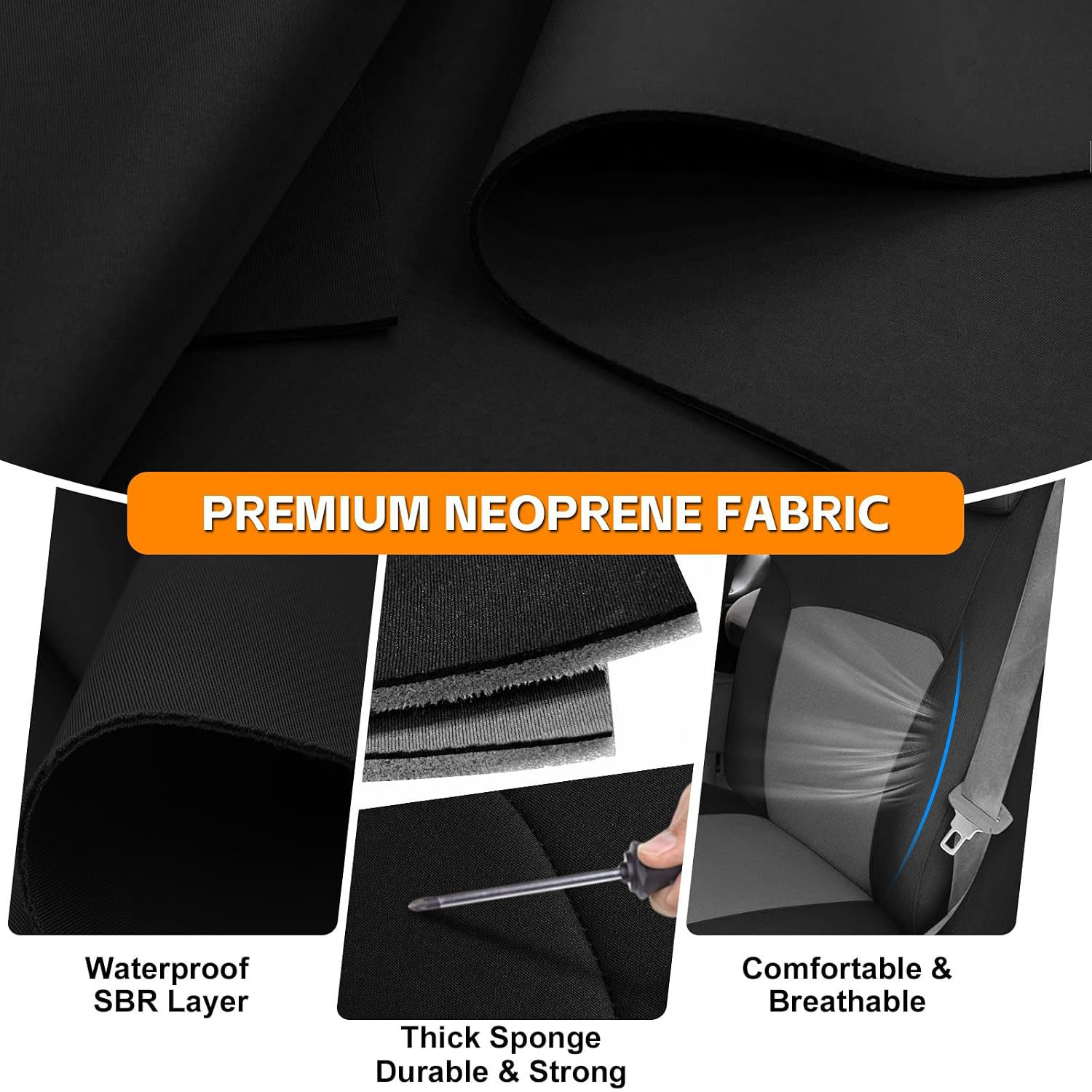 Covelta Front Bucket Seat Covers for 1999–2002 Chevy Silverado & GMC Sierre（Black and Charcoal）