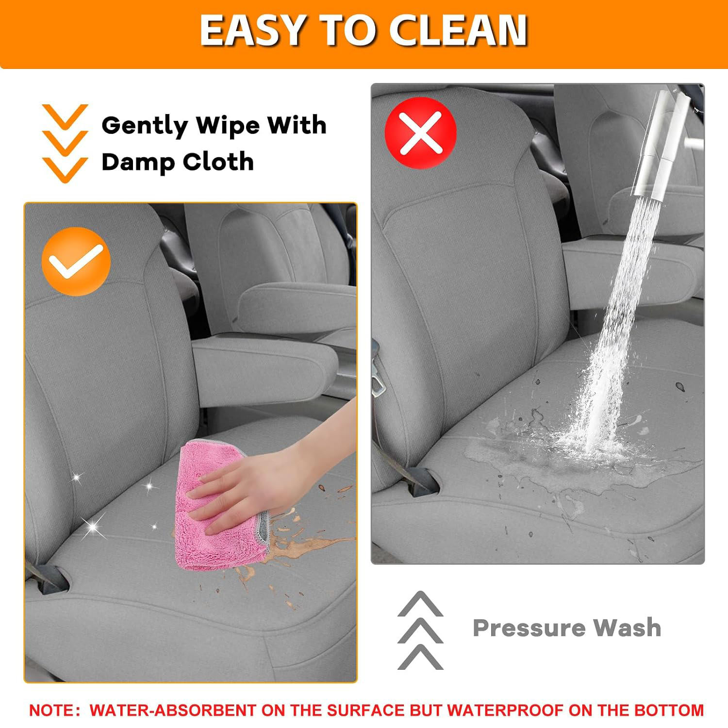 Covelta Front Bucket Seat Covers for 1999–2002 Chevy Silverado & GMC Sierre（Gray）